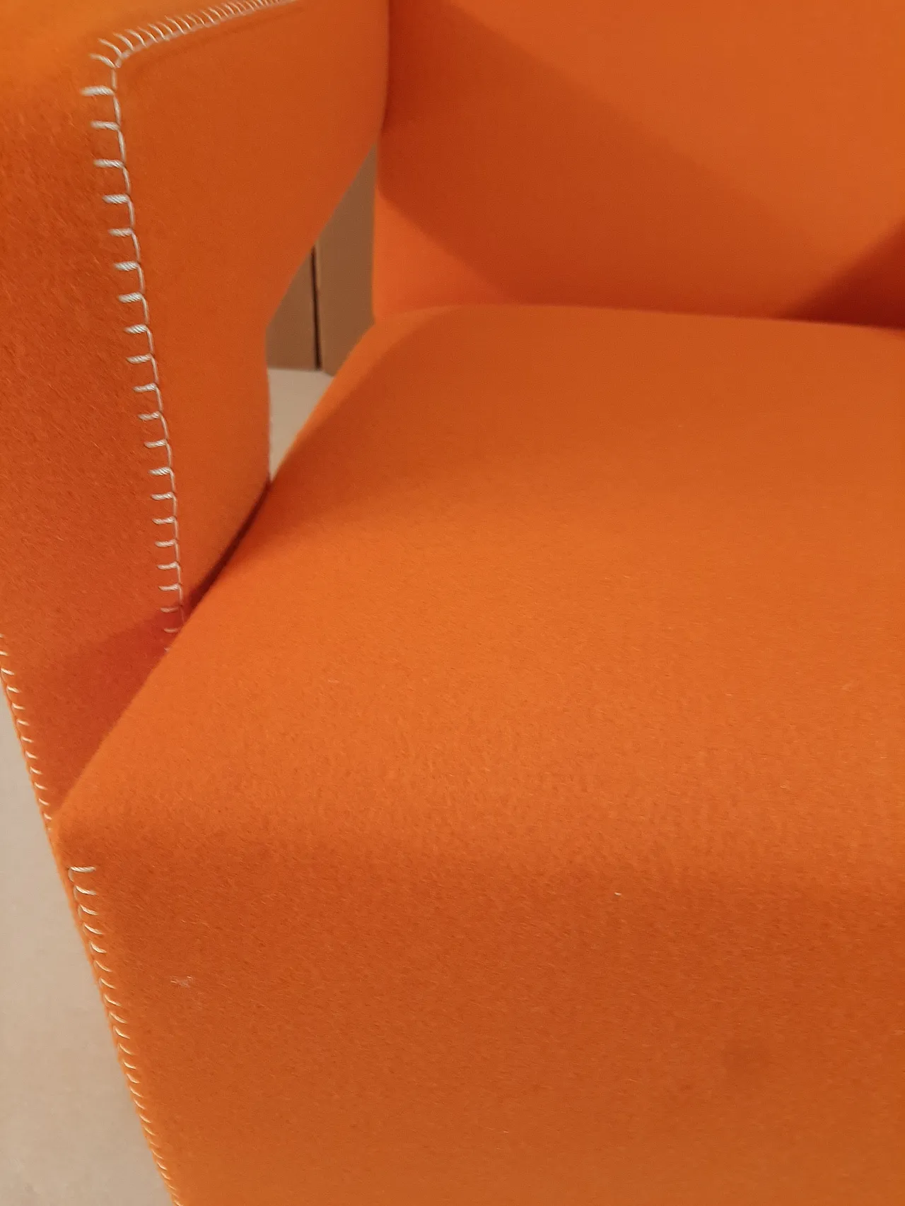 Armchair in orange wool by Gerrit Rietveld for Cassina, 2000s 29