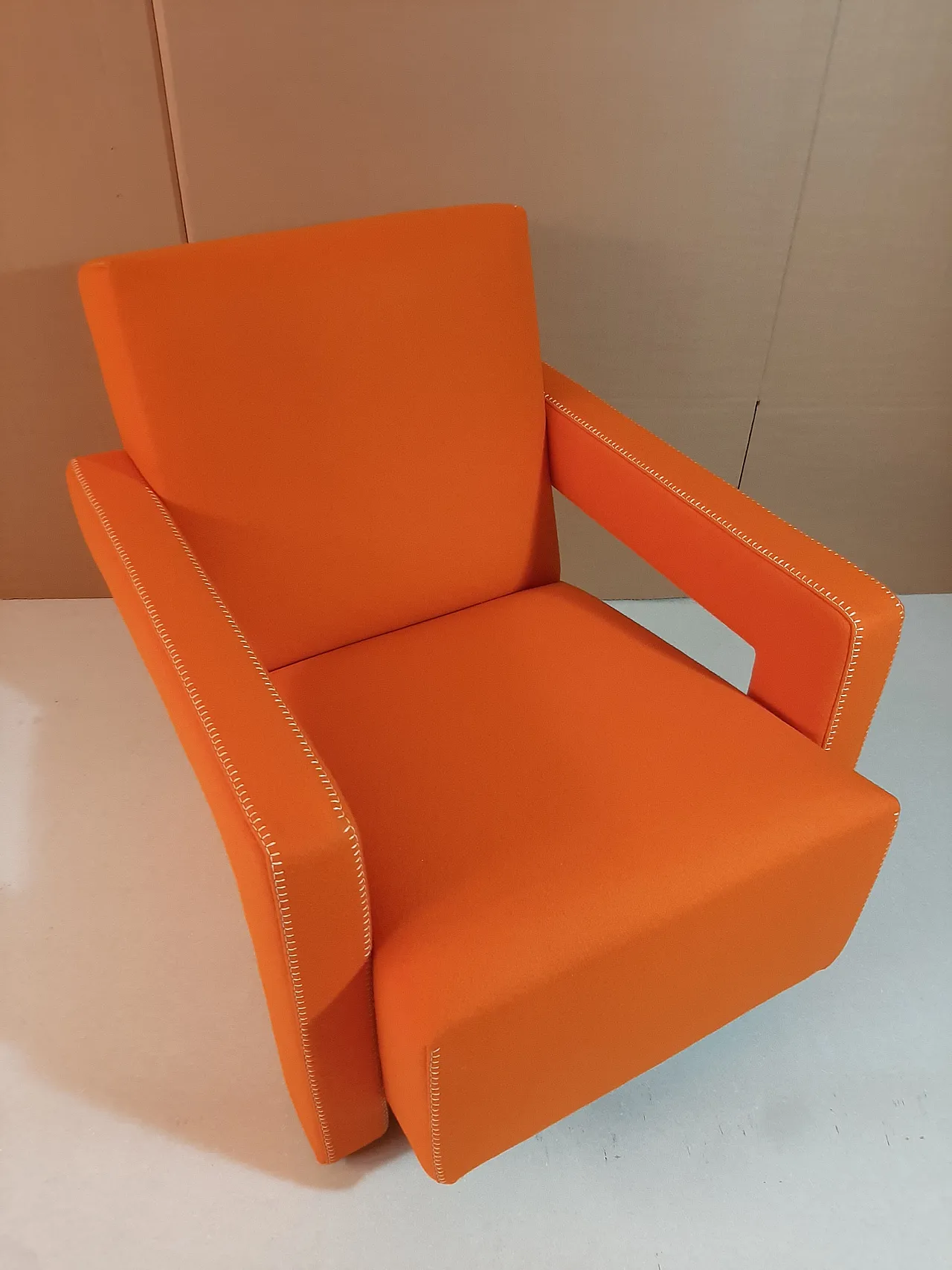 Armchair in orange wool by Gerrit Rietveld for Cassina, 2000s 33