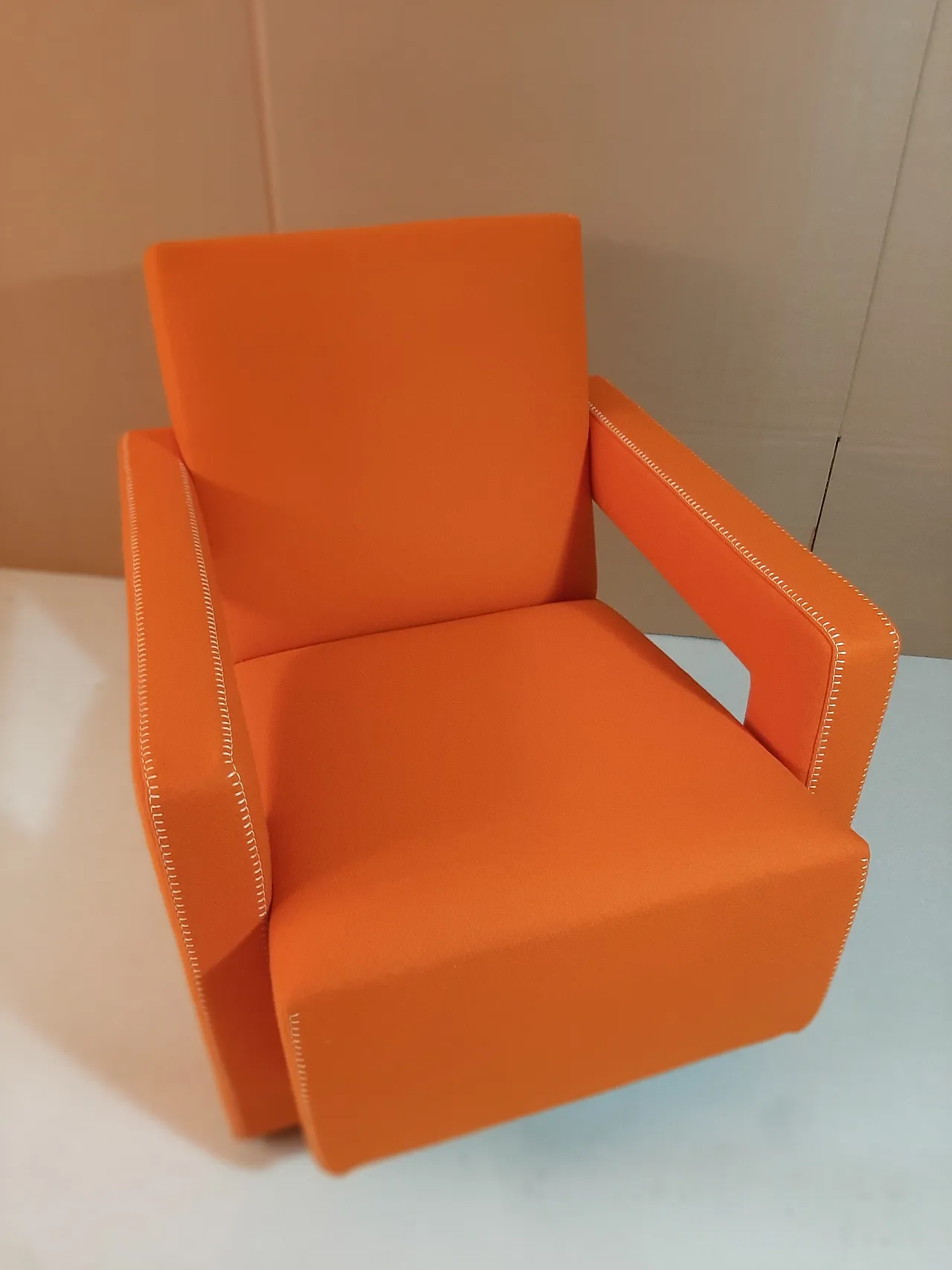 Armchair in orange wool by Gerrit Rietveld for Cassina, 2000s 42