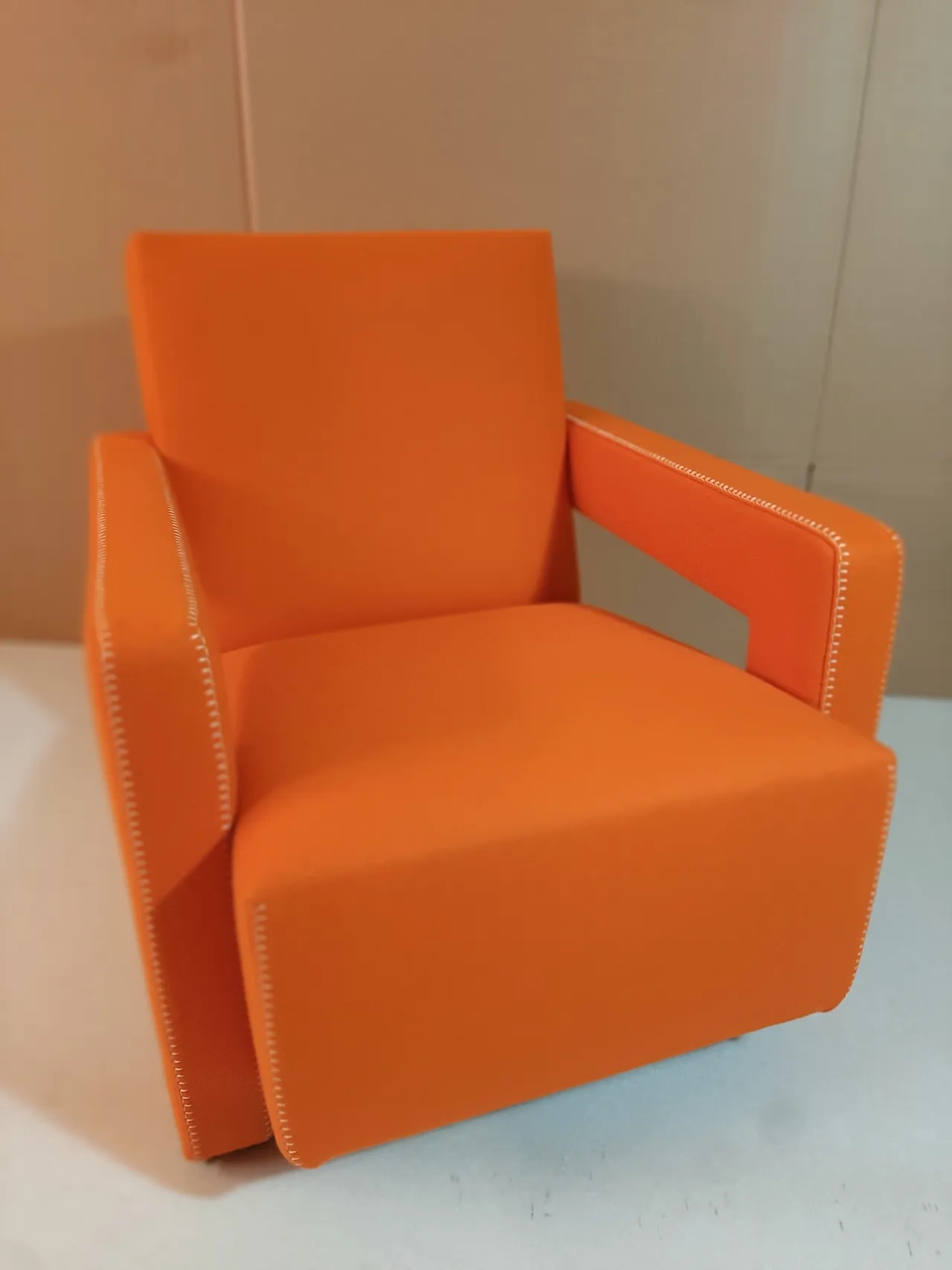 Armchair in orange wool by Gerrit Rietveld for Cassina, 2000s 43