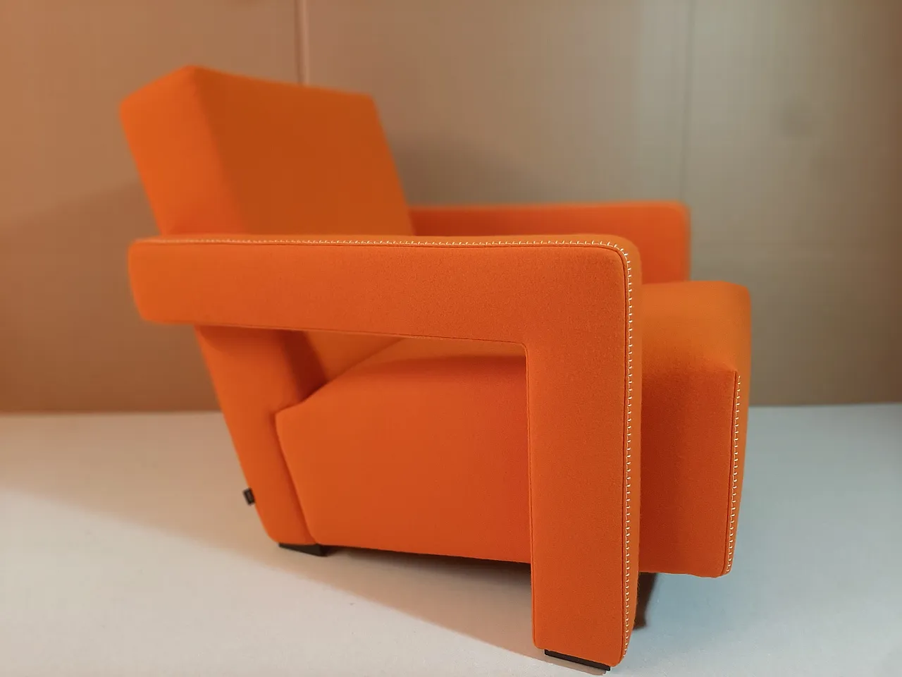 Armchair in orange wool by Gerrit Rietveld for Cassina, 2000s 44