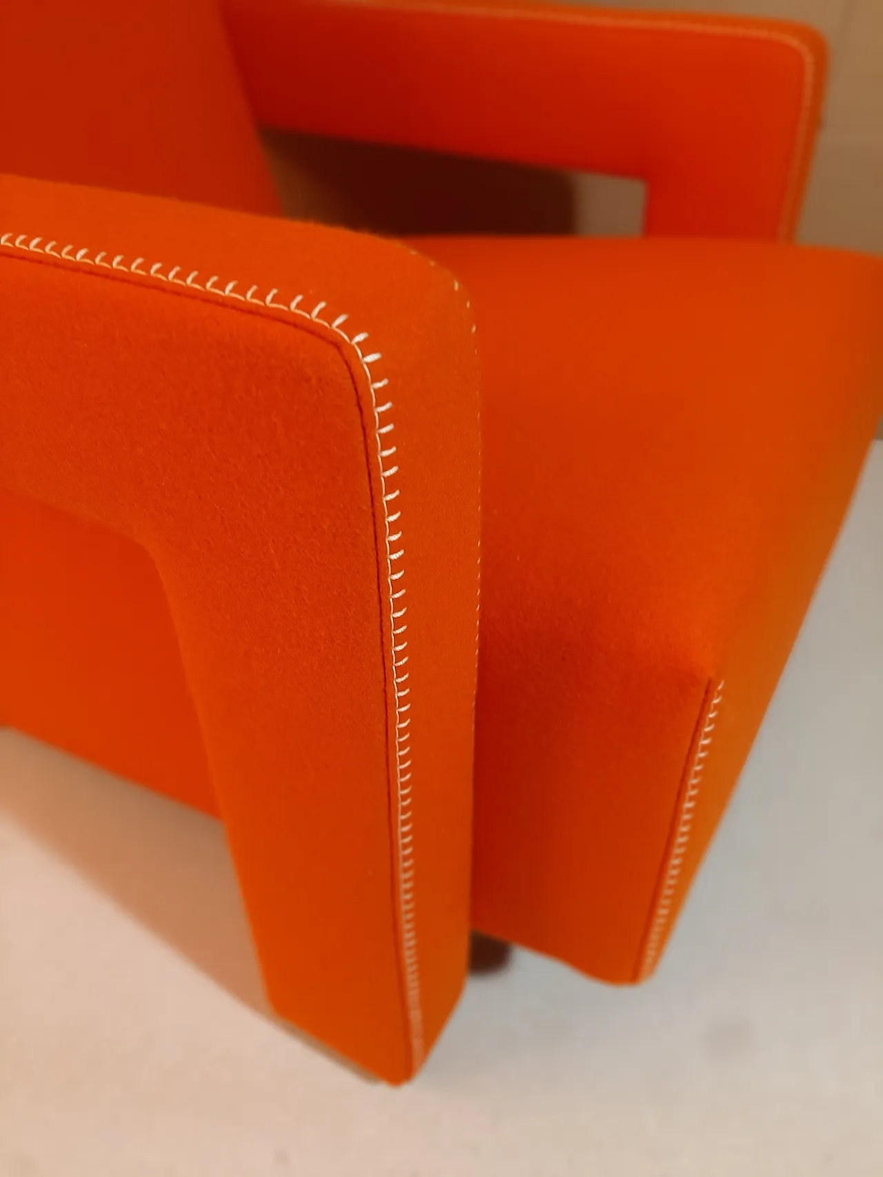 Armchair in orange wool by Gerrit Rietveld for Cassina, 2000s 51