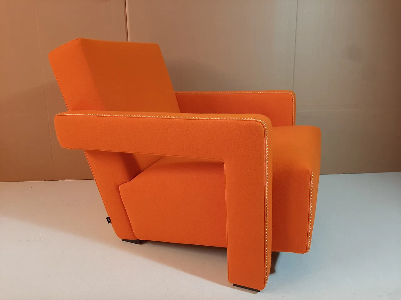 Armchair in orange wool by Gerrit Rietveld for Cassina, 2000s 53
