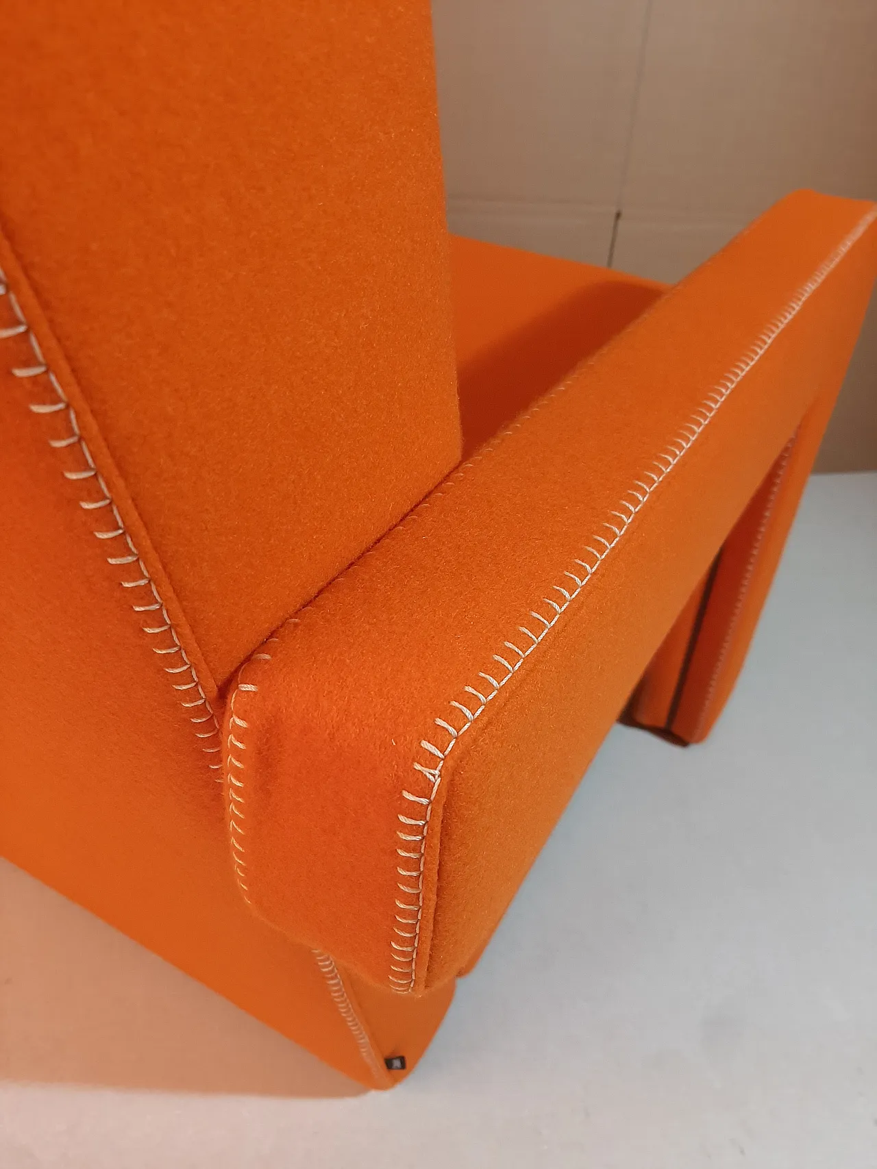 Armchair in orange wool by Gerrit Rietveld for Cassina, 2000s 62