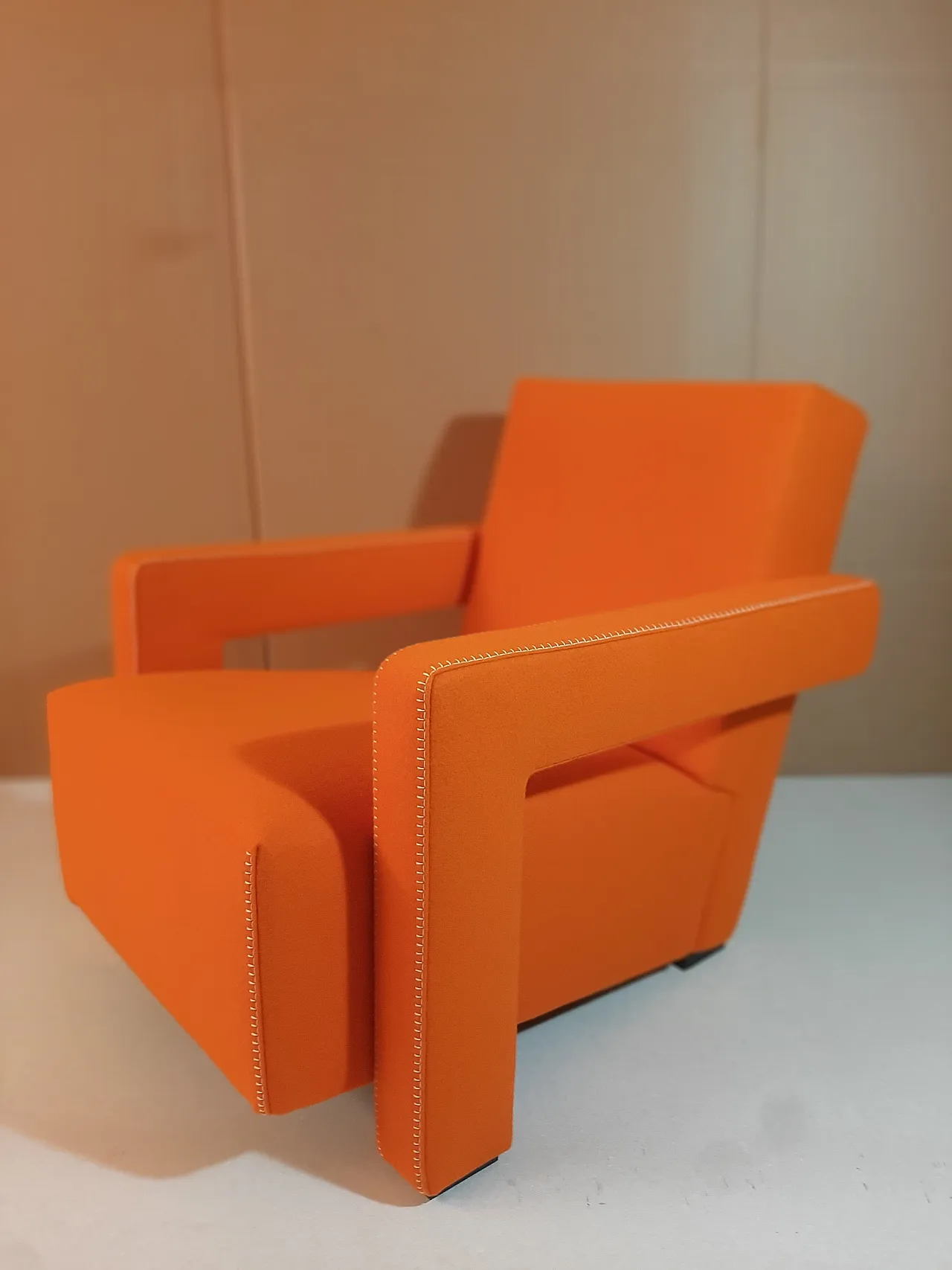 Armchair in orange wool by Gerrit Rietveld for Cassina, 2000s 74