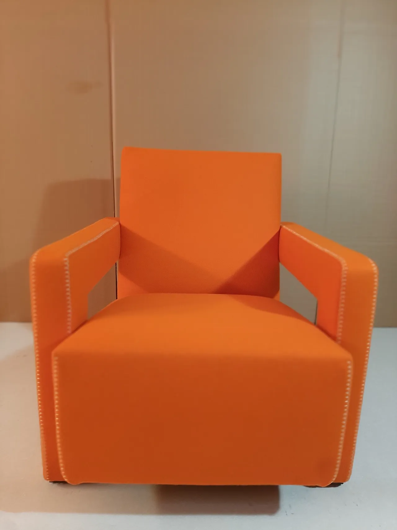 Armchair in orange wool by Gerrit Rietveld for Cassina, 2000s 76