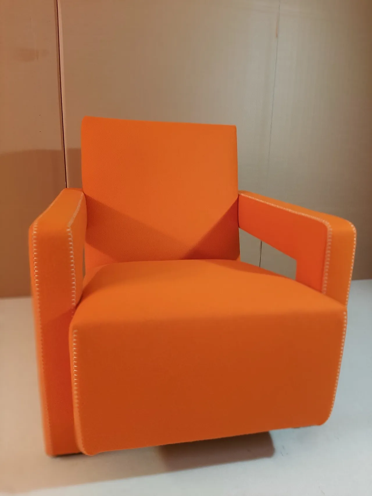 Armchair in orange wool by Gerrit Rietveld for Cassina, 2000s 77