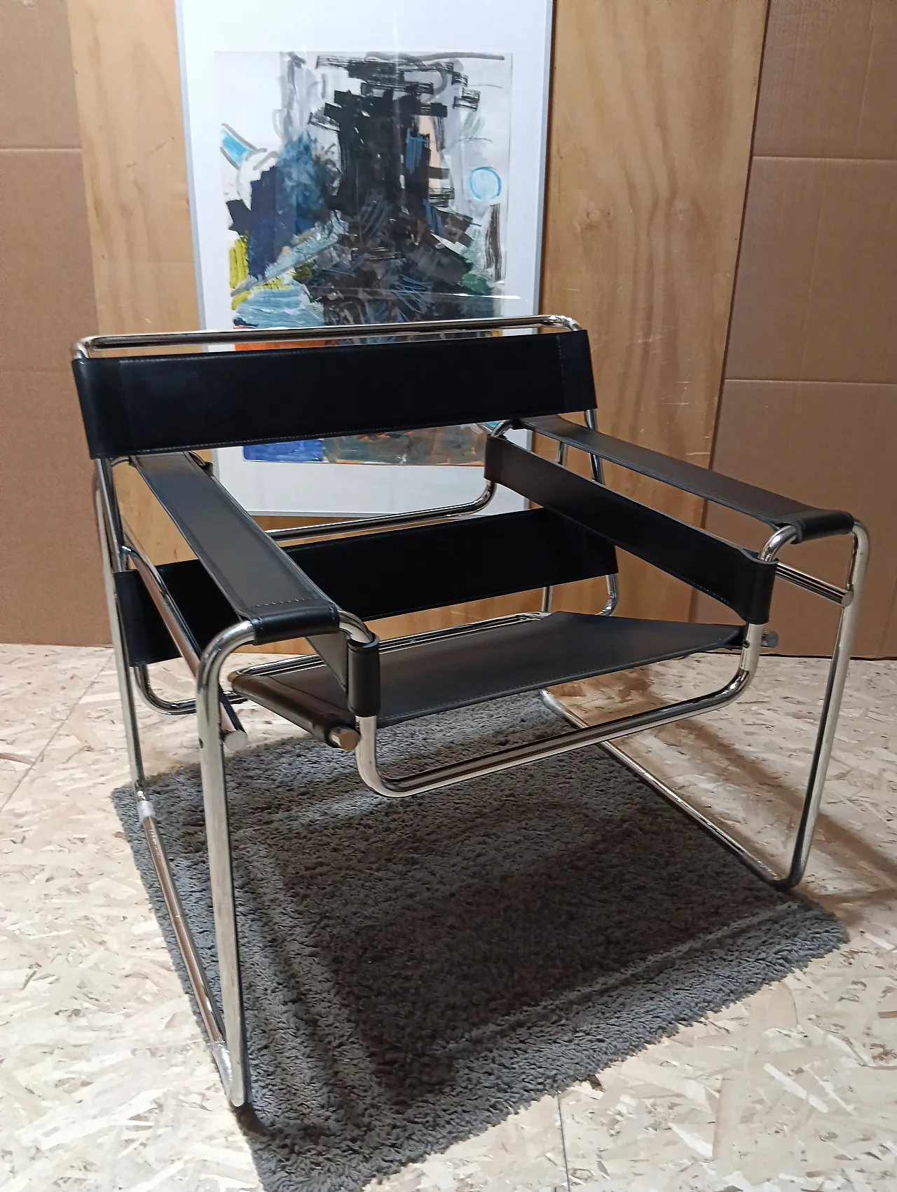 B3 Wassily armchair in black leather by Marcel Breuer for Knoll, 2000s 4