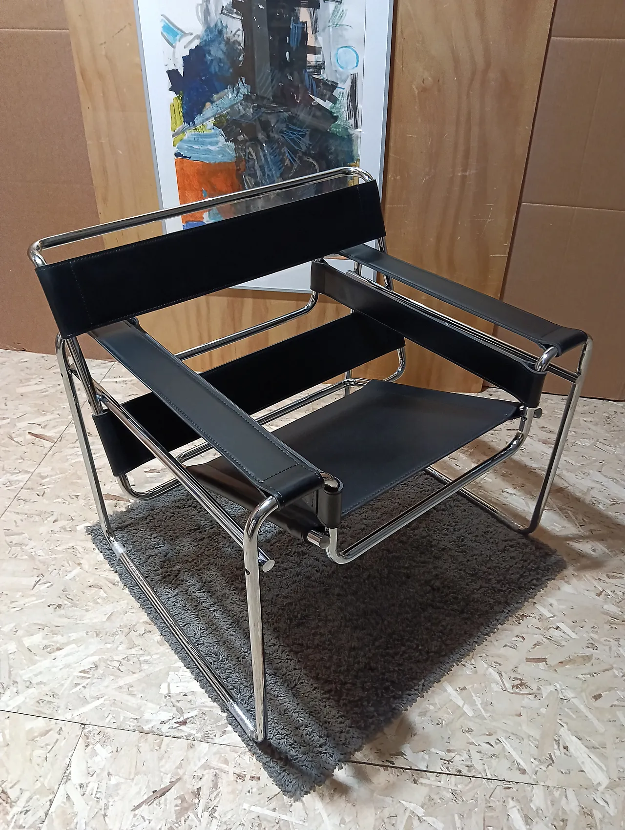 B3 Wassily armchair in black leather by Marcel Breuer for Knoll, 2000s 8