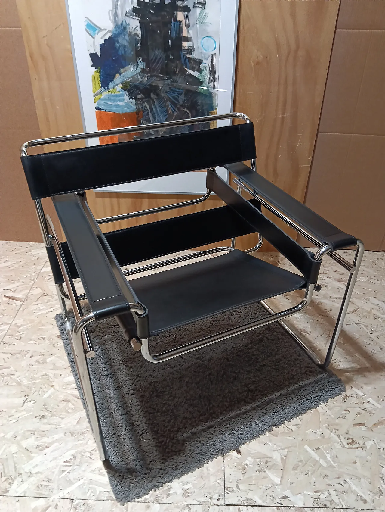 B3 Wassily armchair in black leather by Marcel Breuer for Knoll, 2000s 9