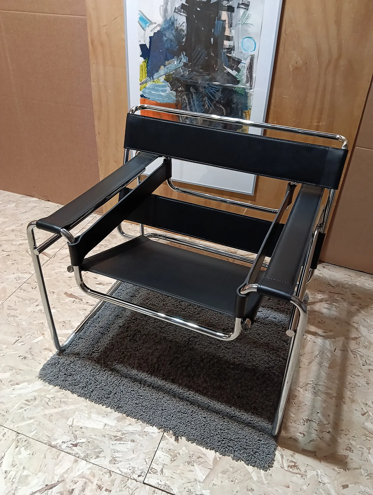 B3 Wassily armchair in black leather by Marcel Breuer for Knoll, 2000s 12