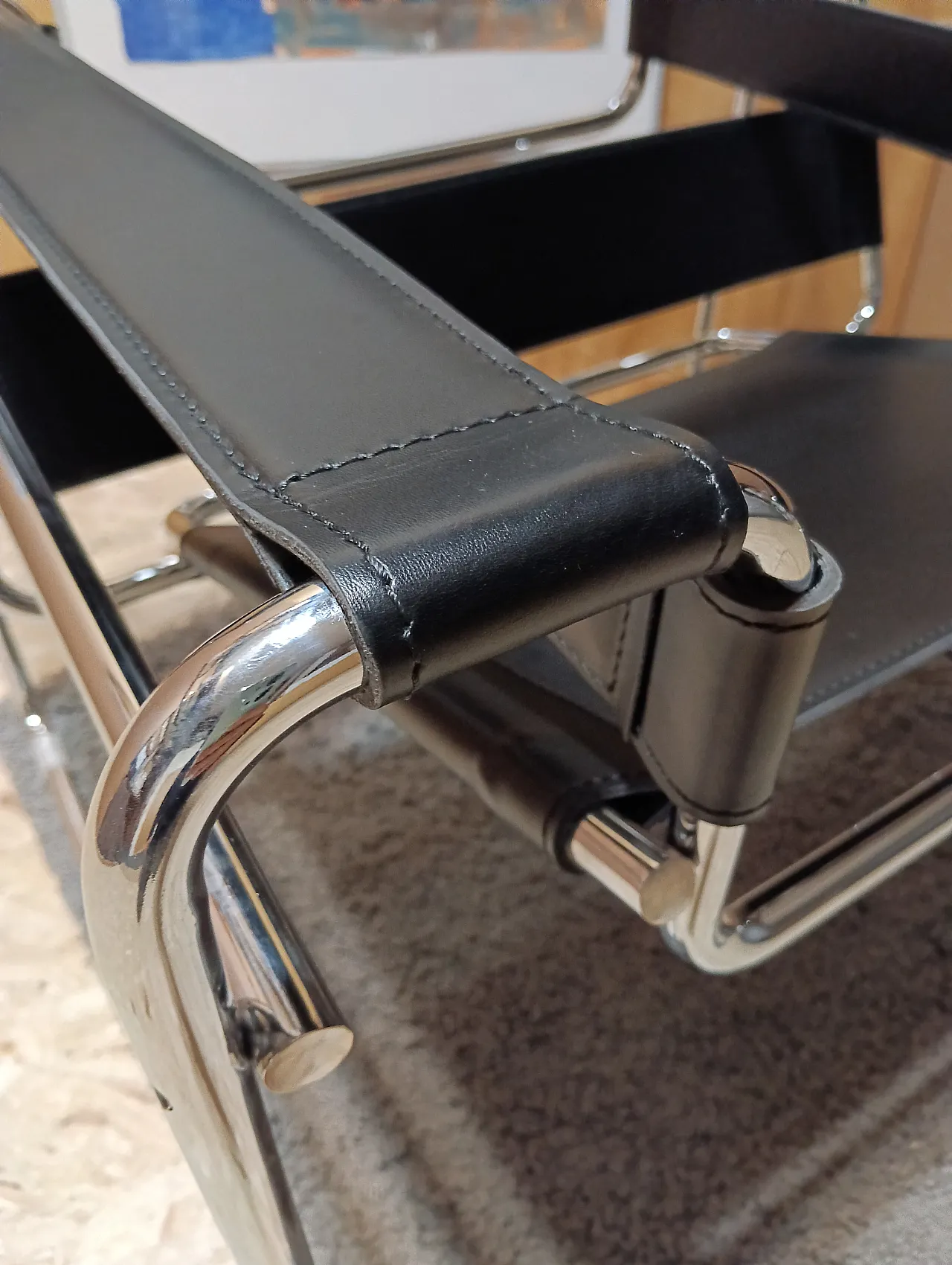B3 Wassily armchair in black leather by Marcel Breuer for Knoll, 2000s 25