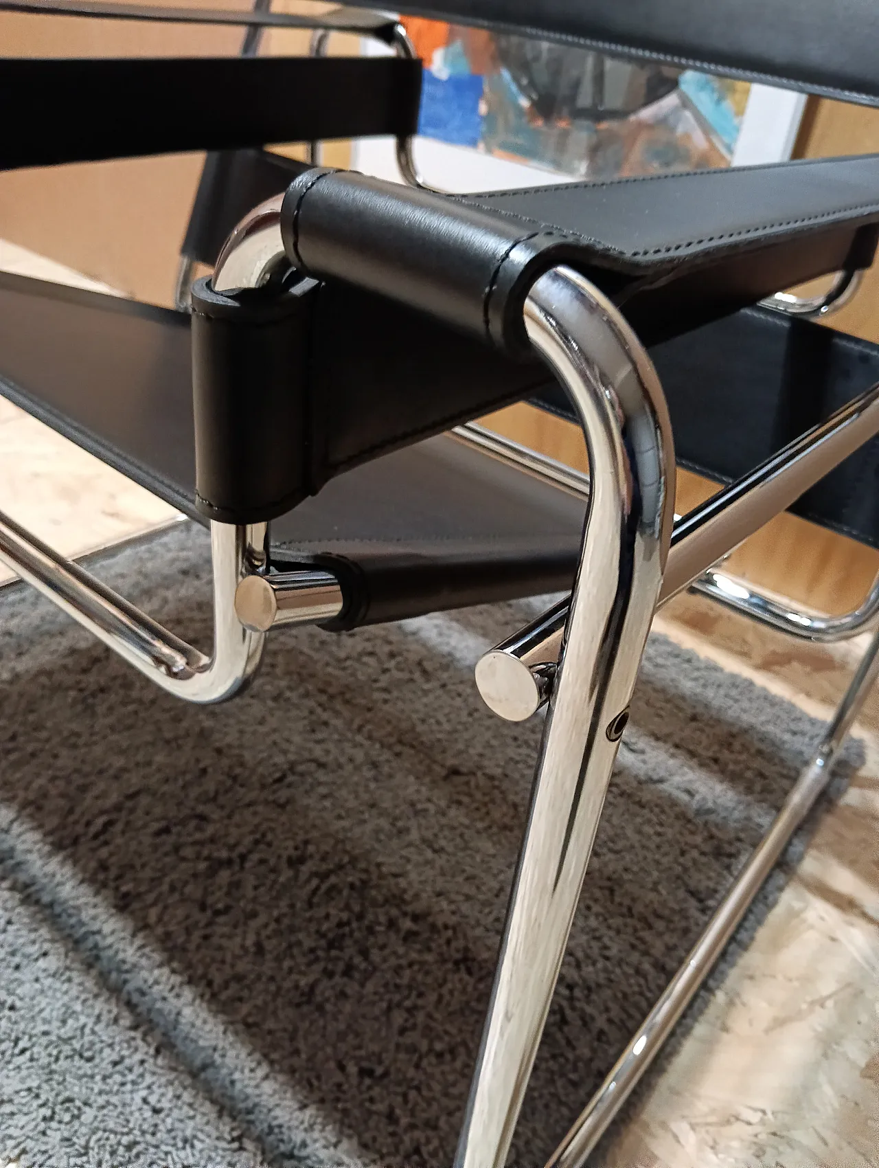 B3 Wassily armchair in black leather by Marcel Breuer for Knoll, 2000s 44
