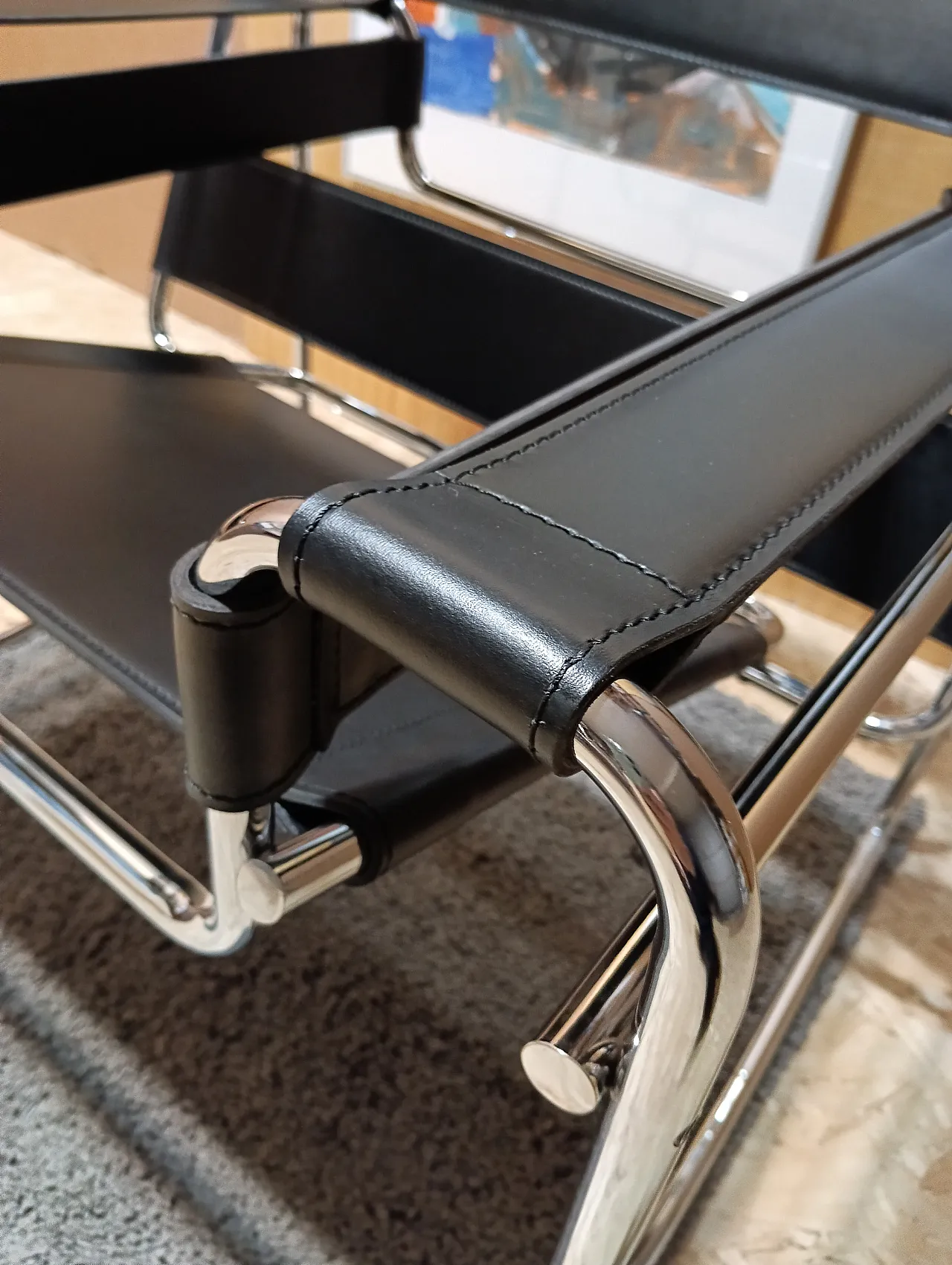 B3 Wassily armchair in black leather by Marcel Breuer for Knoll, 2000s 45