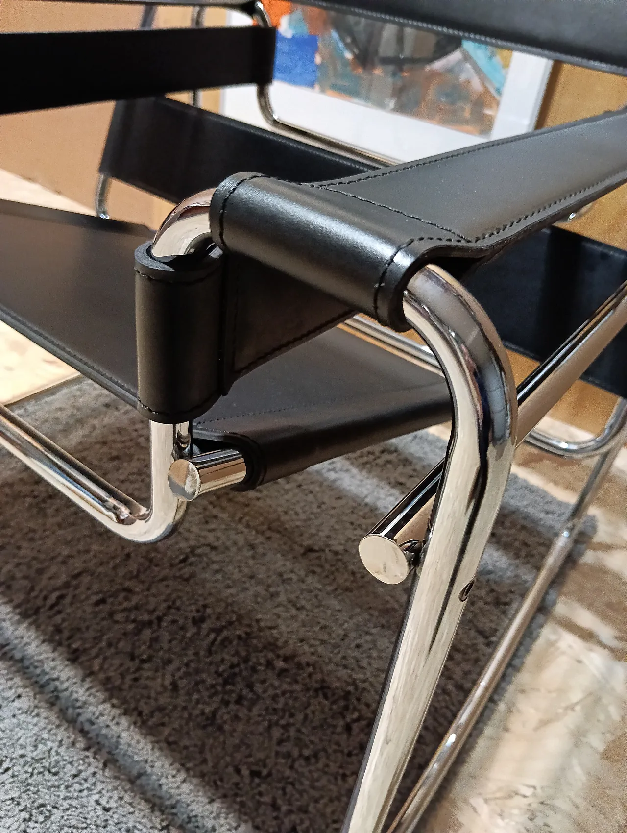 B3 Wassily armchair in black leather by Marcel Breuer for Knoll, 2000s 46