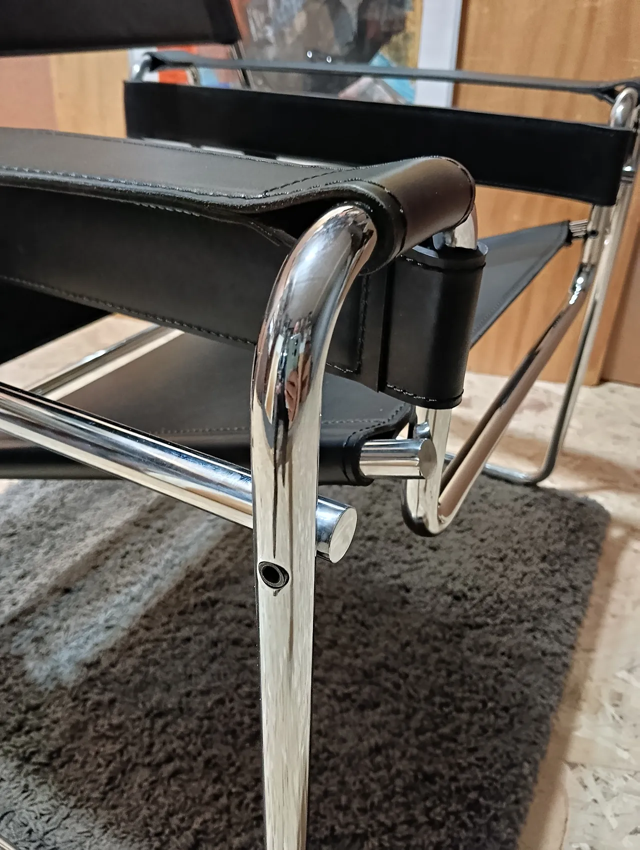 B3 Wassily armchair in black leather by Marcel Breuer for Knoll, 2000s 68