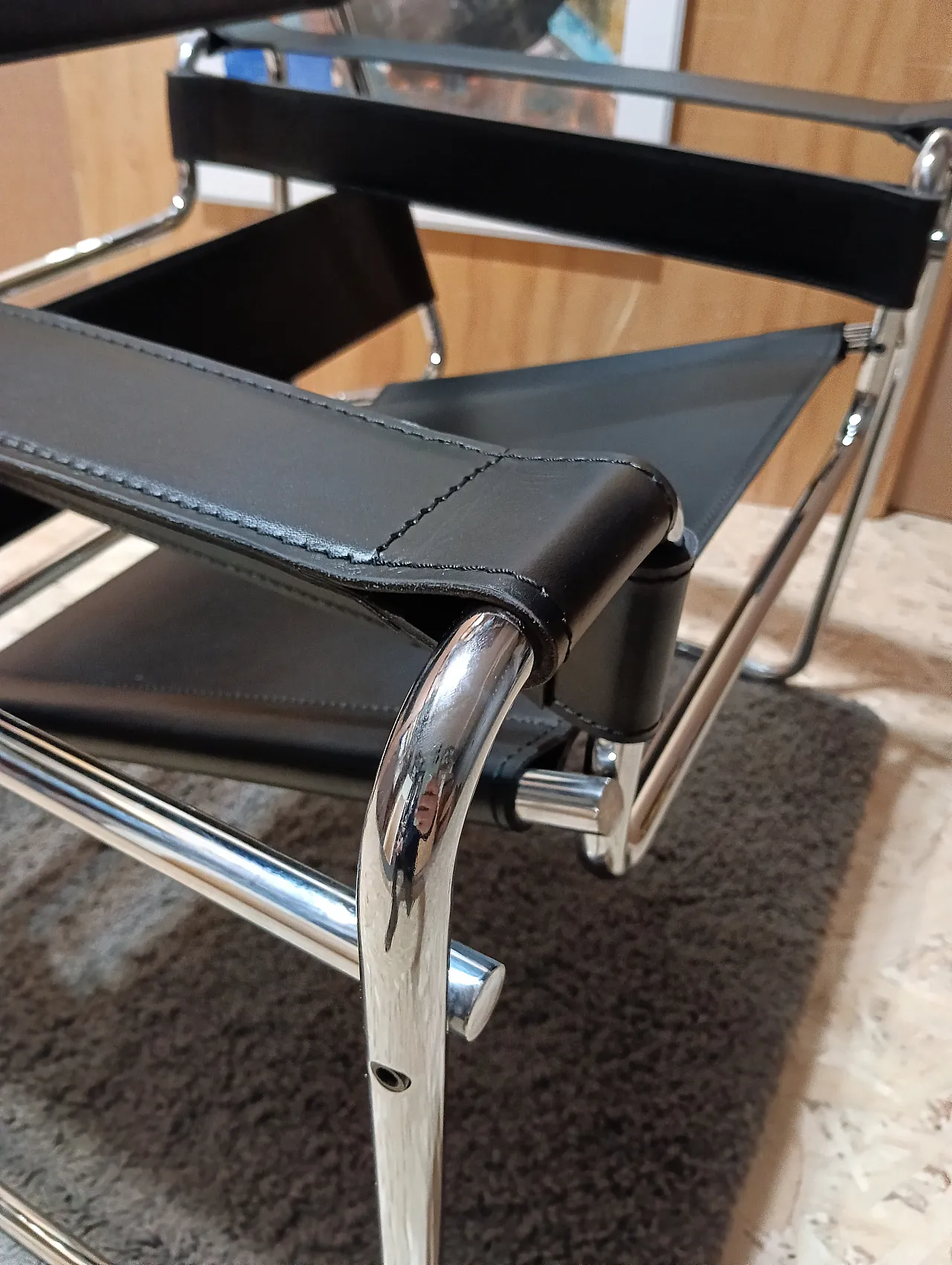 B3 Wassily armchair in black leather by Marcel Breuer for Knoll, 2000s 69