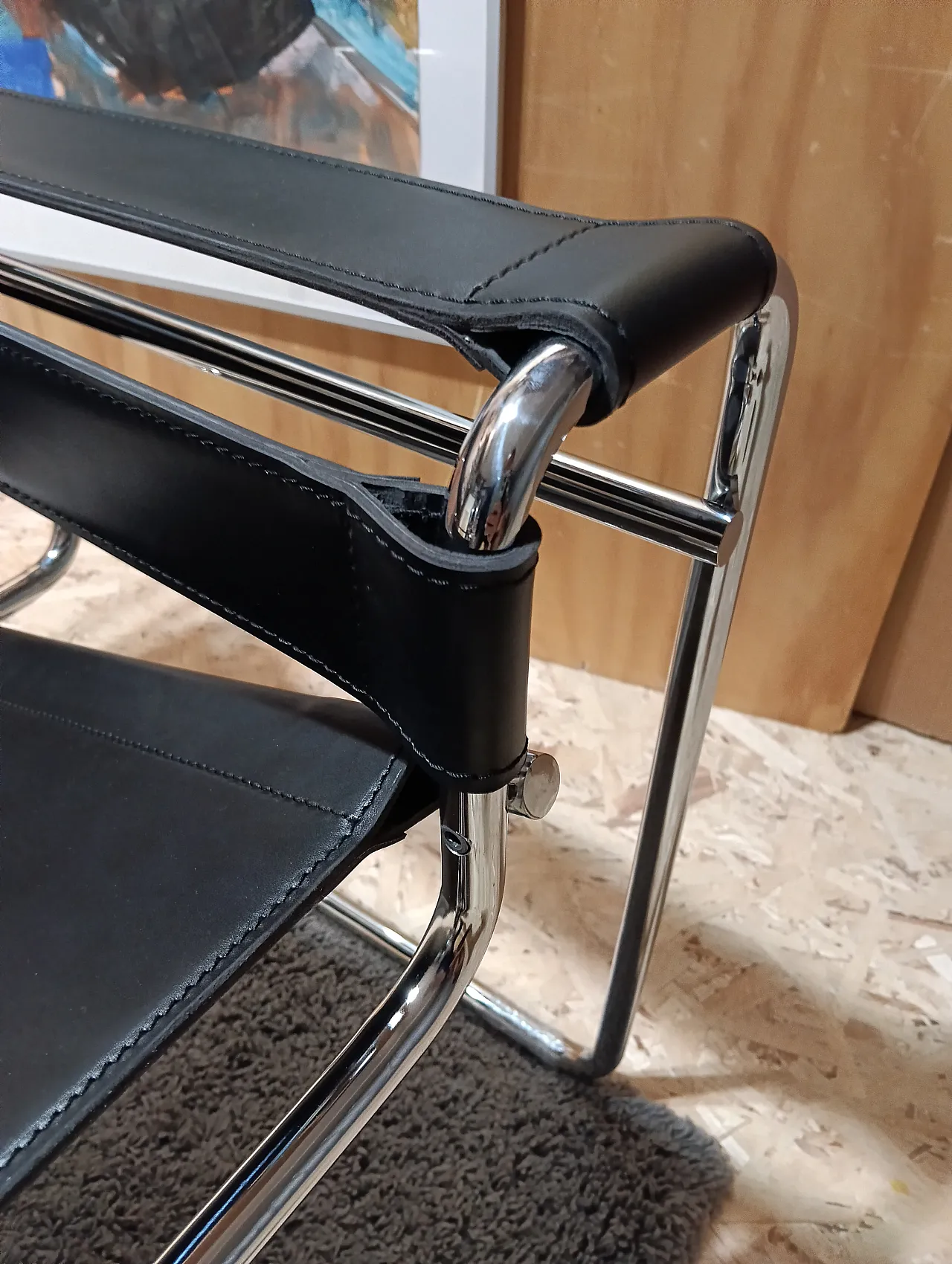 B3 Wassily armchair in black leather by Marcel Breuer for Knoll, 2000s 73