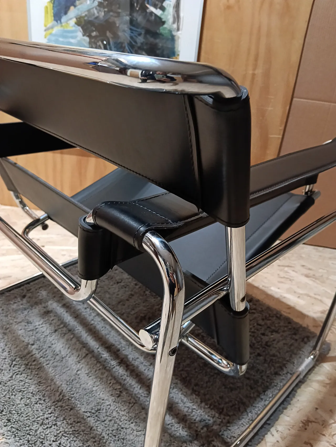 B3 Wassily armchair in black leather by Marcel Breuer for Knoll, 2000s 82