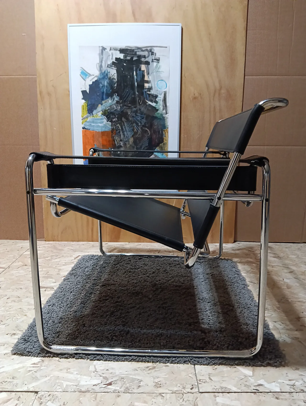 B3 Wassily armchair in black leather by Marcel Breuer for Knoll, 2000s 100