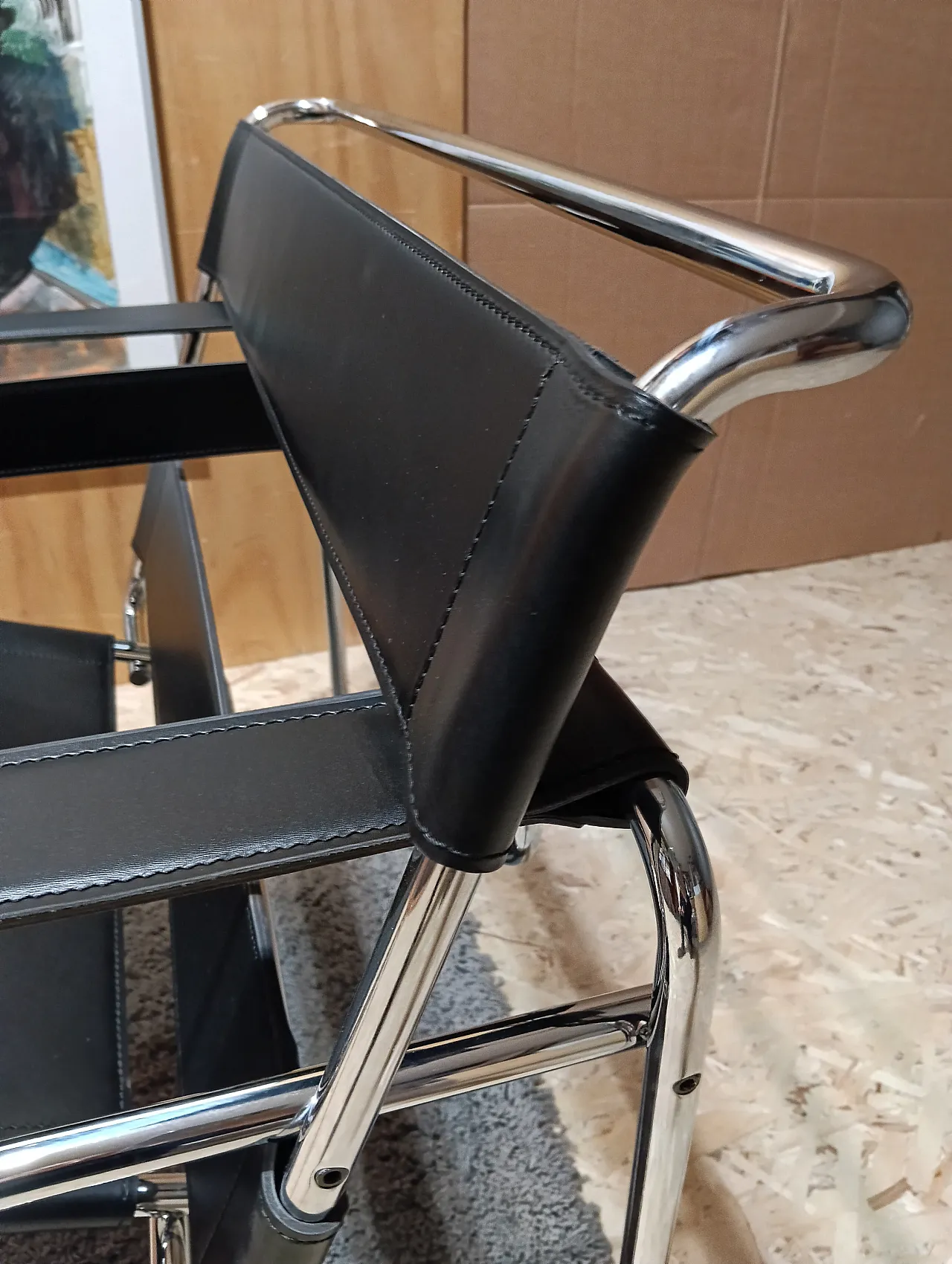 B3 Wassily armchair in black leather by Marcel Breuer for Knoll, 2000s 103