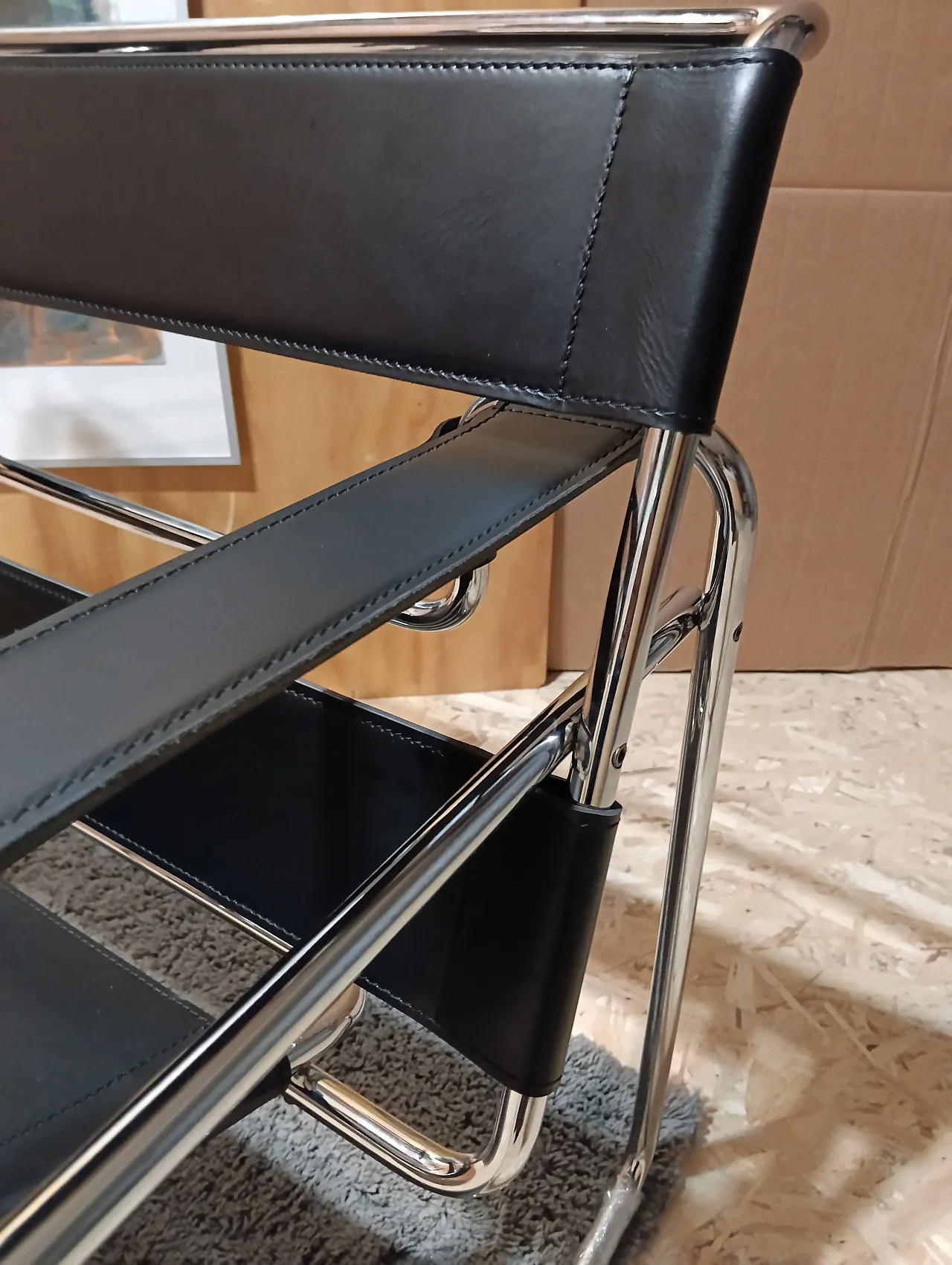 B3 Wassily armchair in black leather by Marcel Breuer for Knoll, 2000s 105