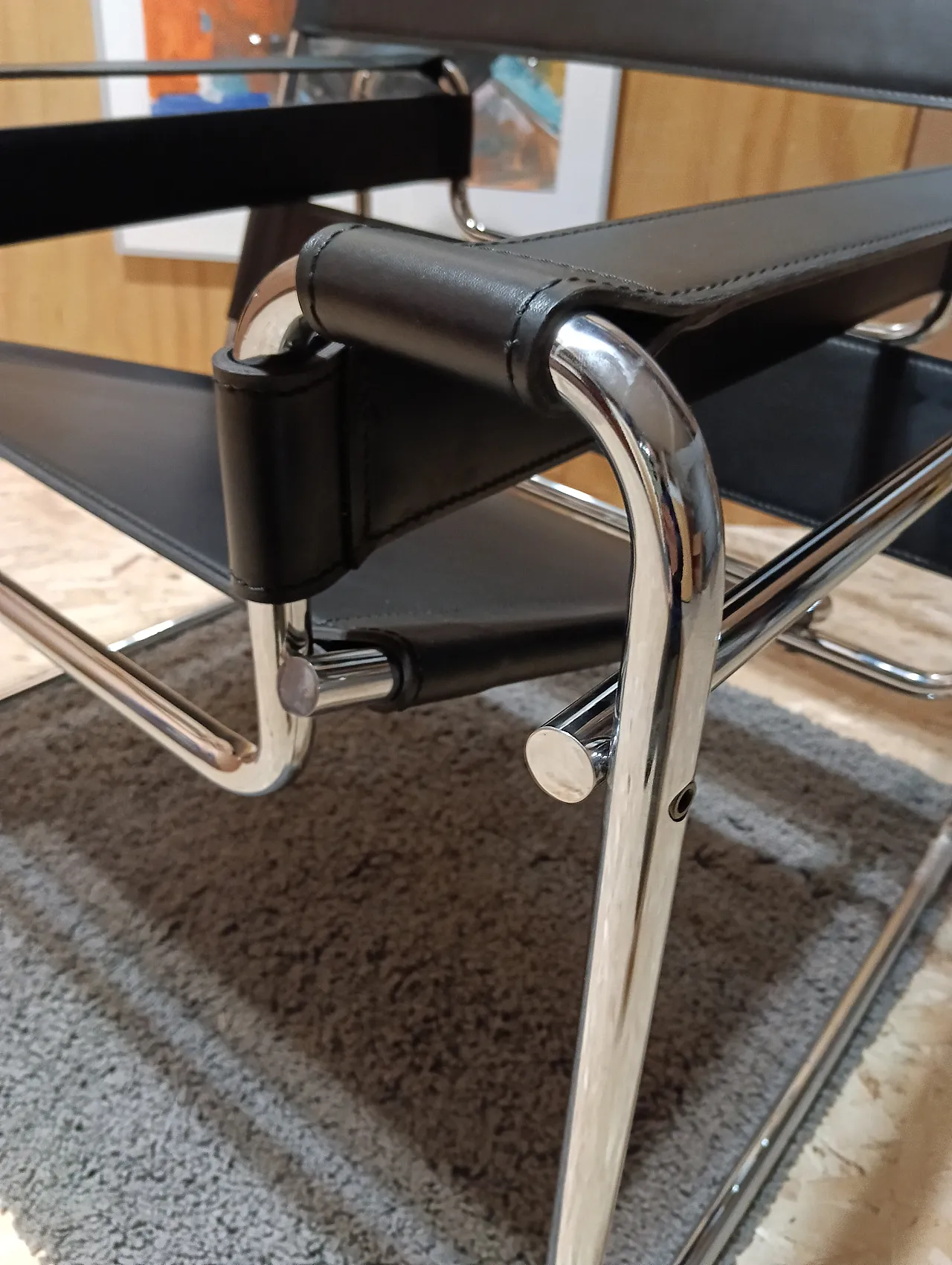 B3 Wassily armchair in black leather by Marcel Breuer for Knoll, 2000s 106