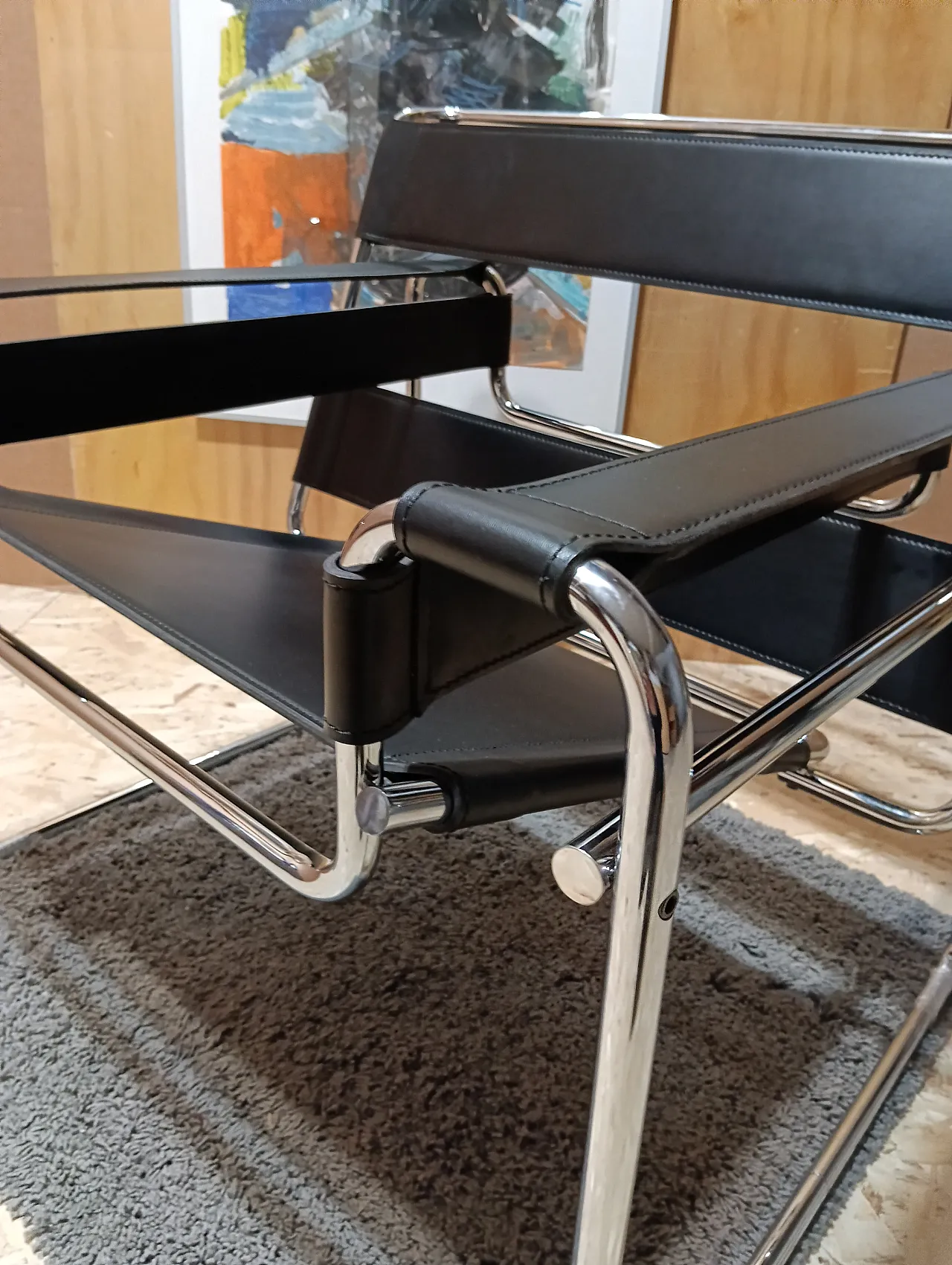 B3 Wassily armchair in black leather by Marcel Breuer for Knoll, 2000s 107