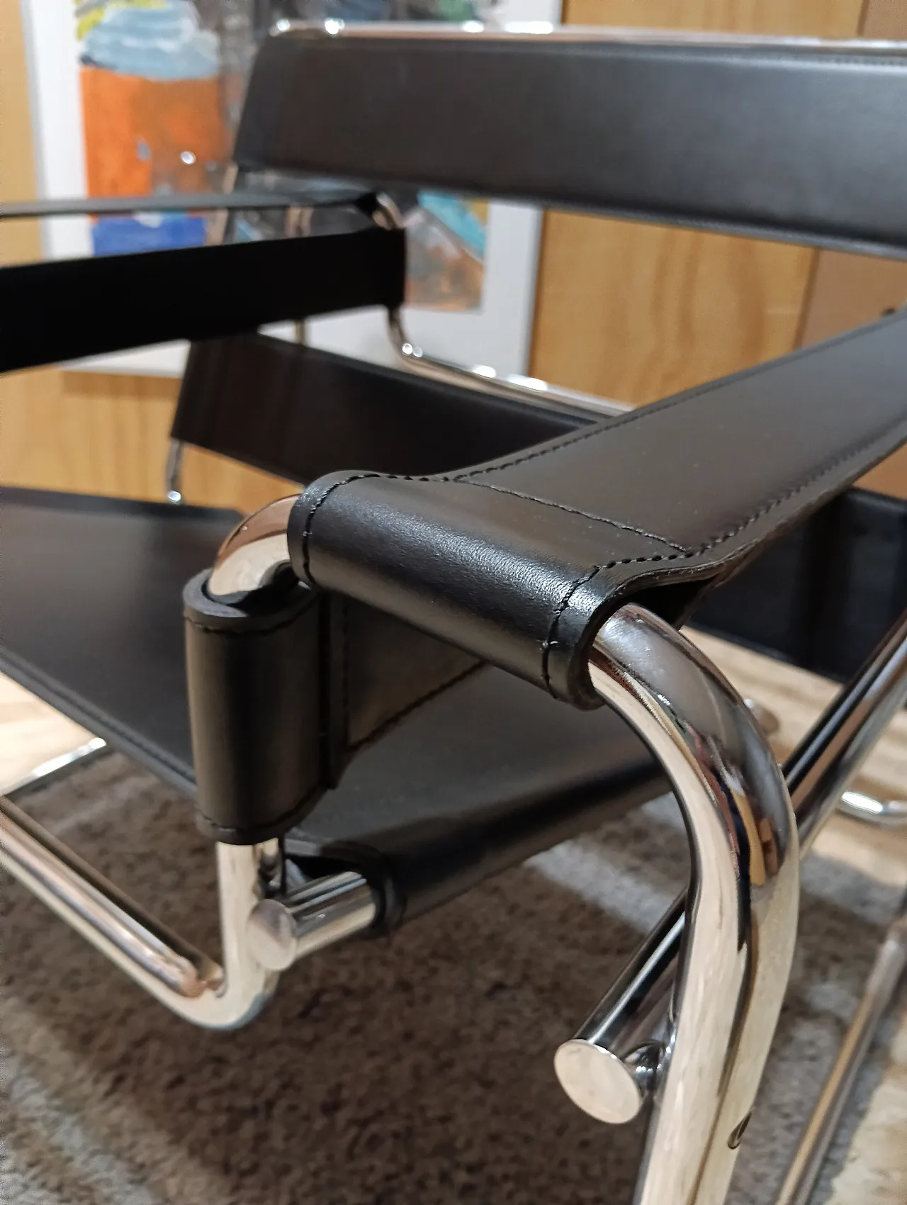 B3 Wassily armchair in black leather by Marcel Breuer for Knoll, 2000s 110