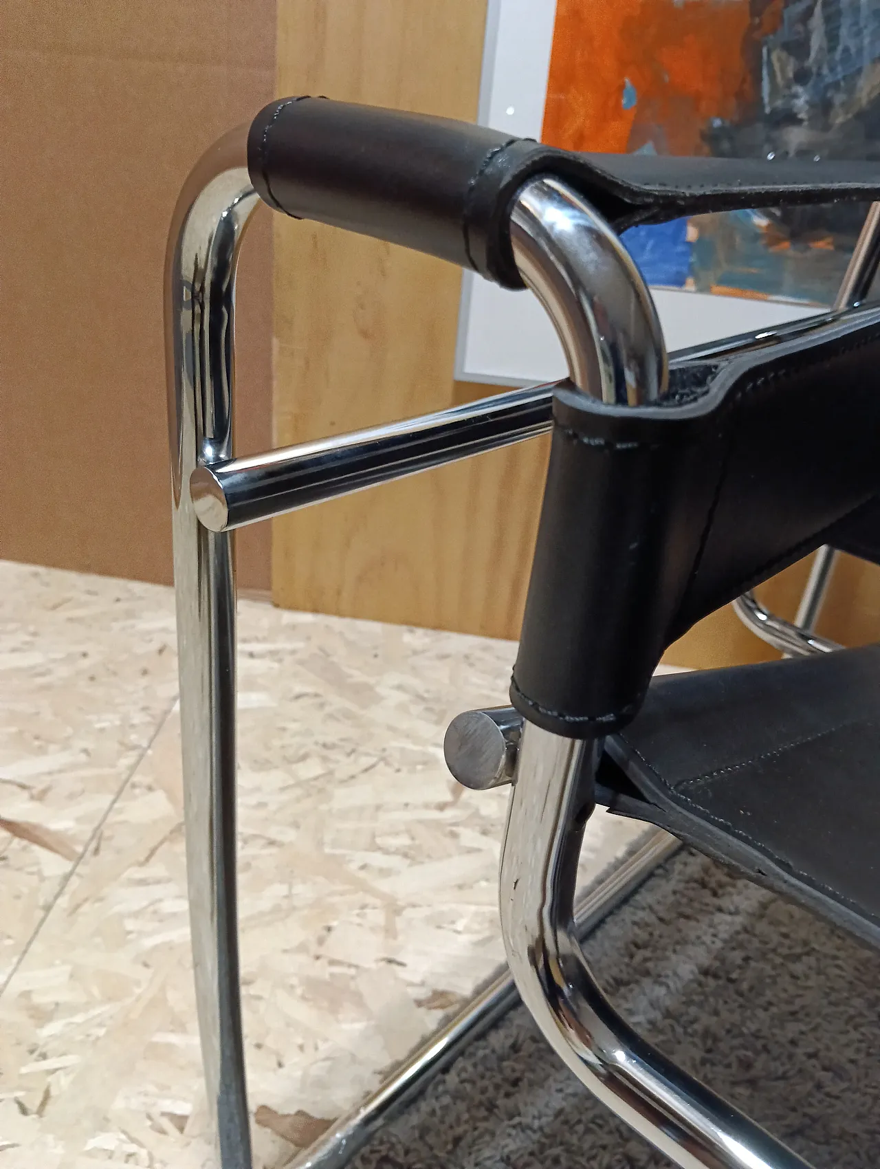 B3 Wassily armchair in black leather by Marcel Breuer for Knoll, 2000s 113