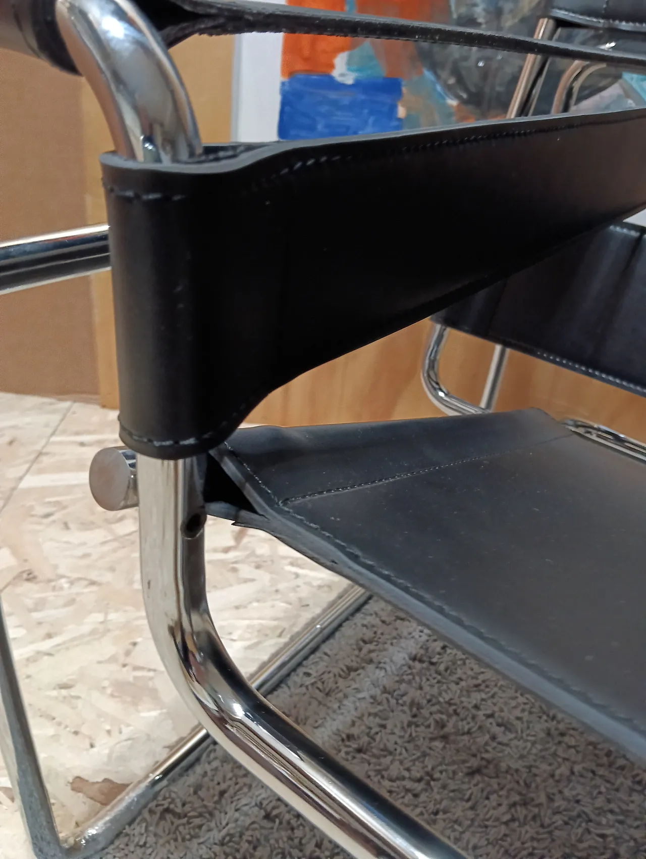 B3 Wassily armchair in black leather by Marcel Breuer for Knoll, 2000s 114