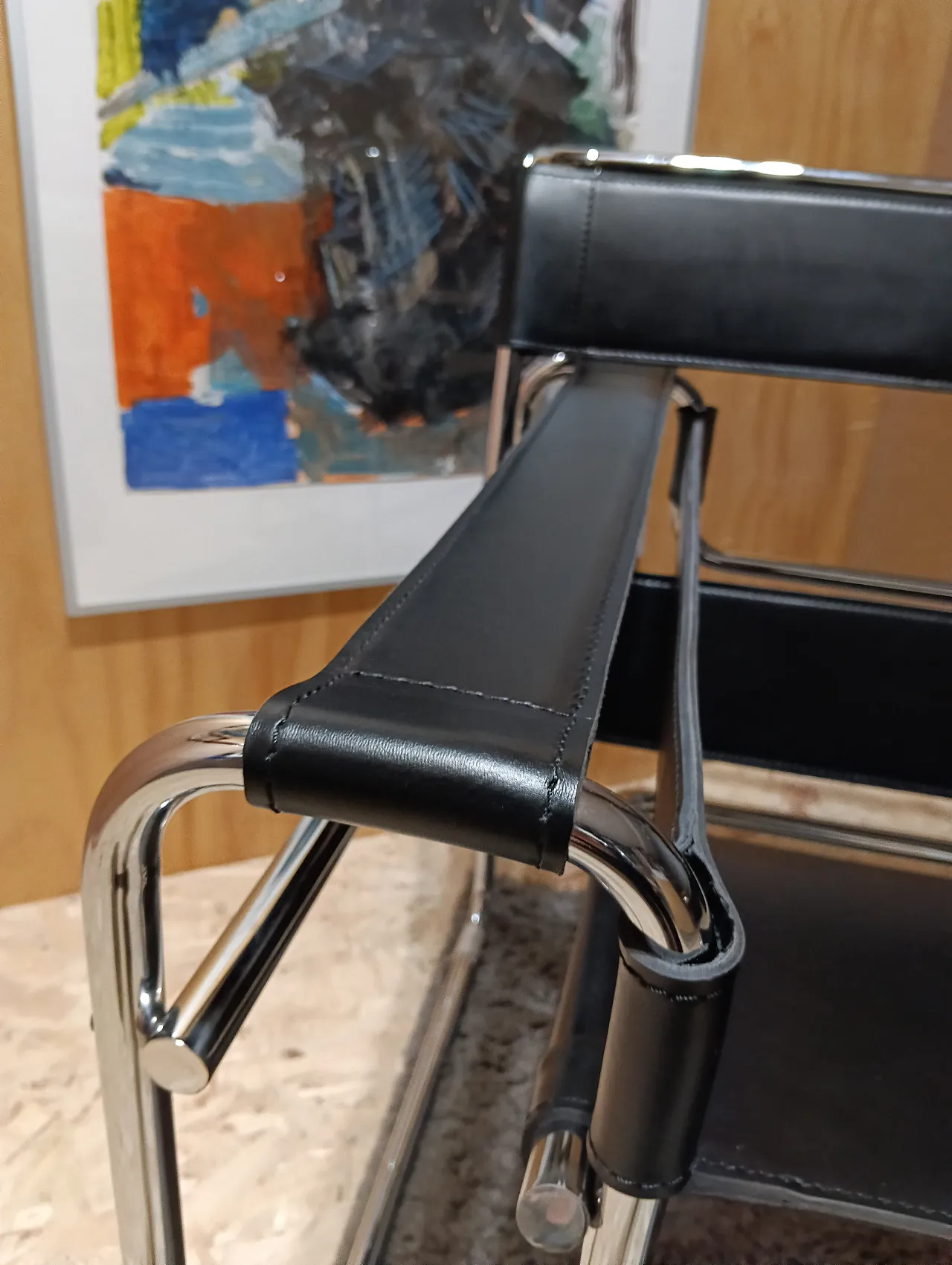 B3 Wassily armchair in black leather by Marcel Breuer for Knoll, 2000s 116