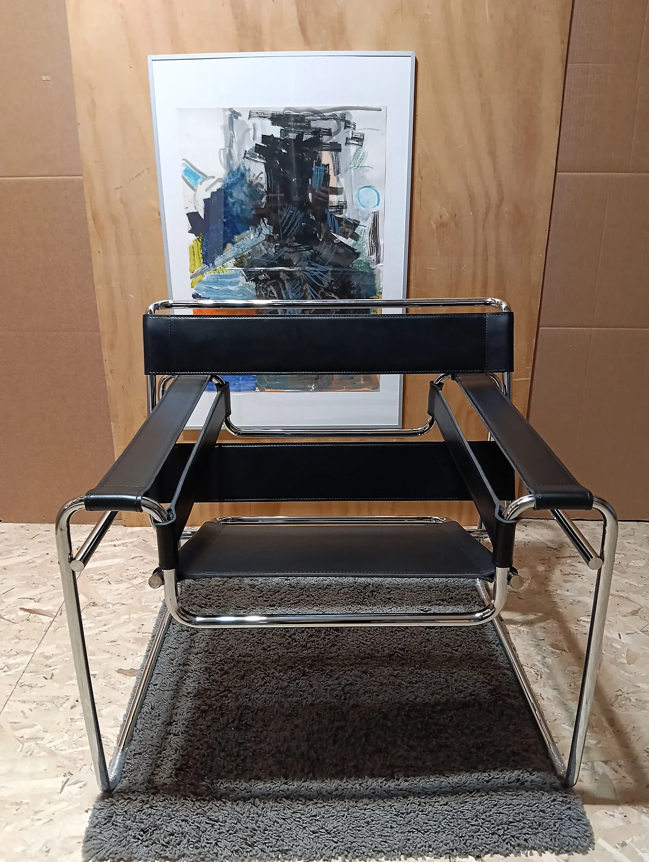 B3 Wassily armchair in black leather by Marcel Breuer for Knoll, 2000s 119