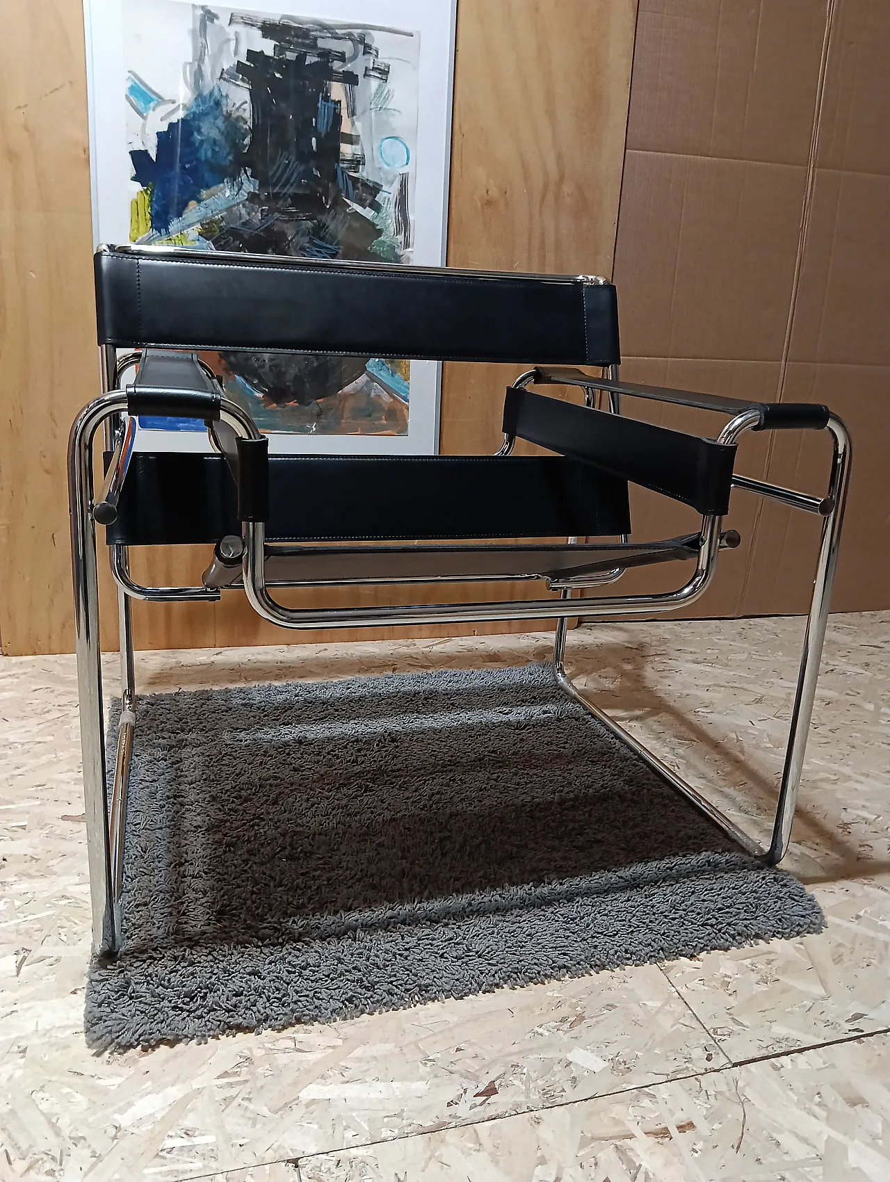 B3 Wassily armchair in black leather by Marcel Breuer for Knoll, 2000s 122