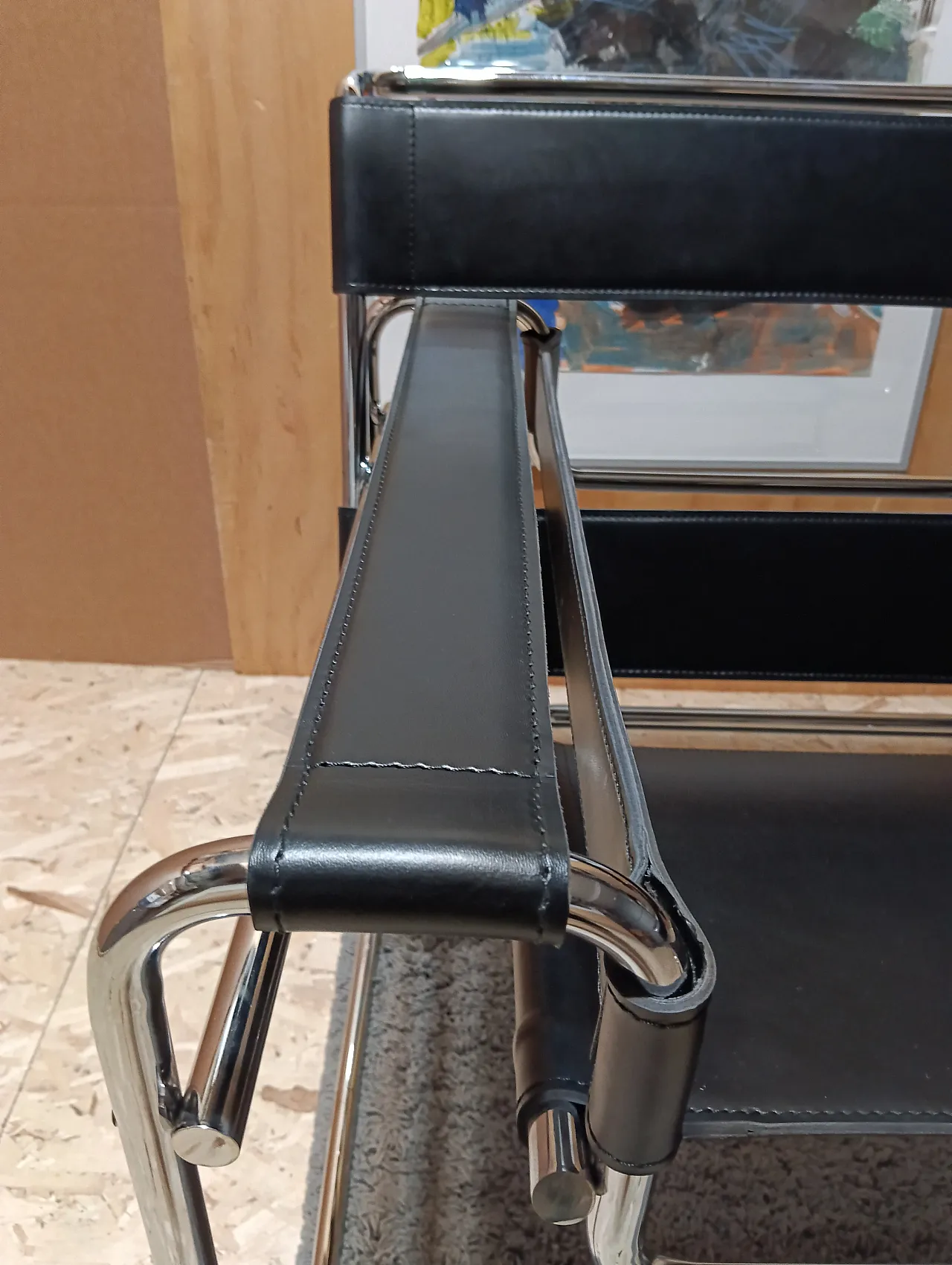B3 Wassily armchair in black leather by Marcel Breuer for Knoll, 2000s 124
