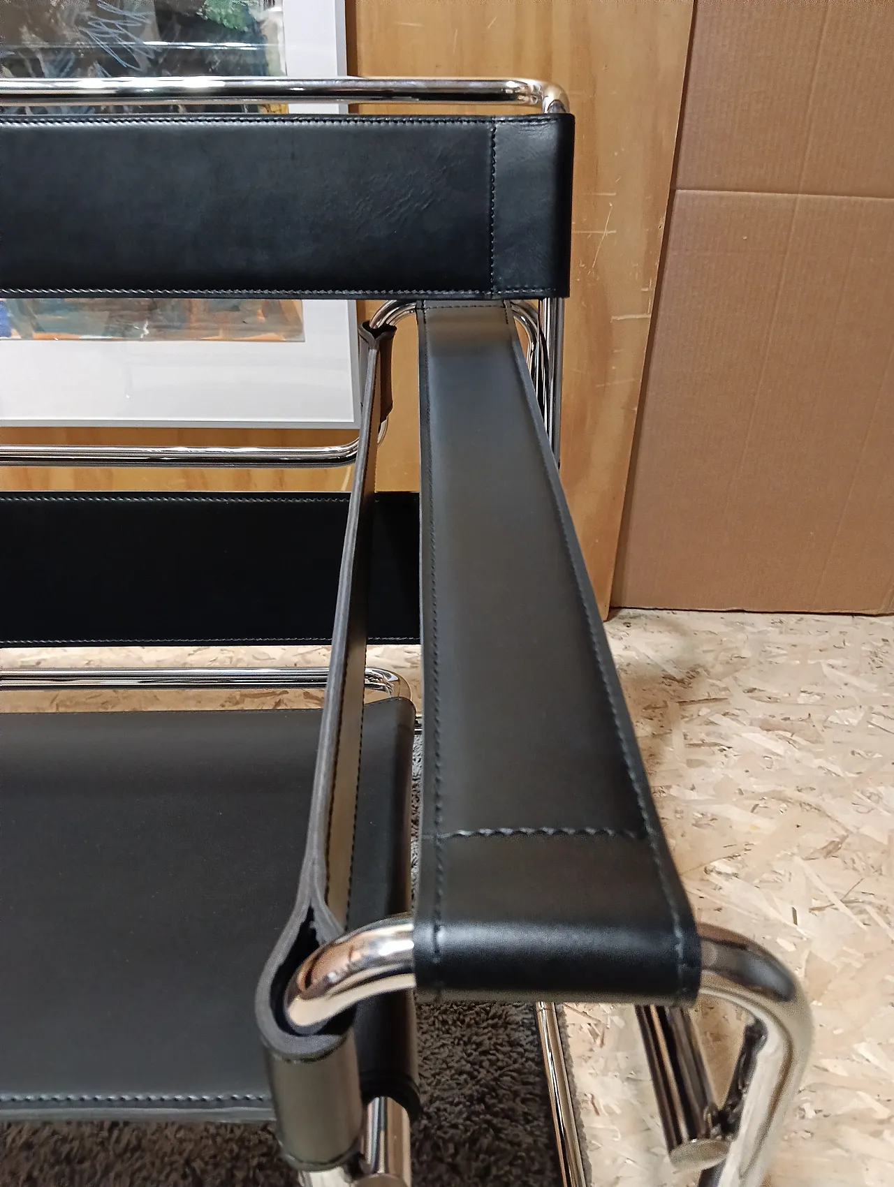 B3 Wassily armchair in black leather by Marcel Breuer for Knoll, 2000s 125