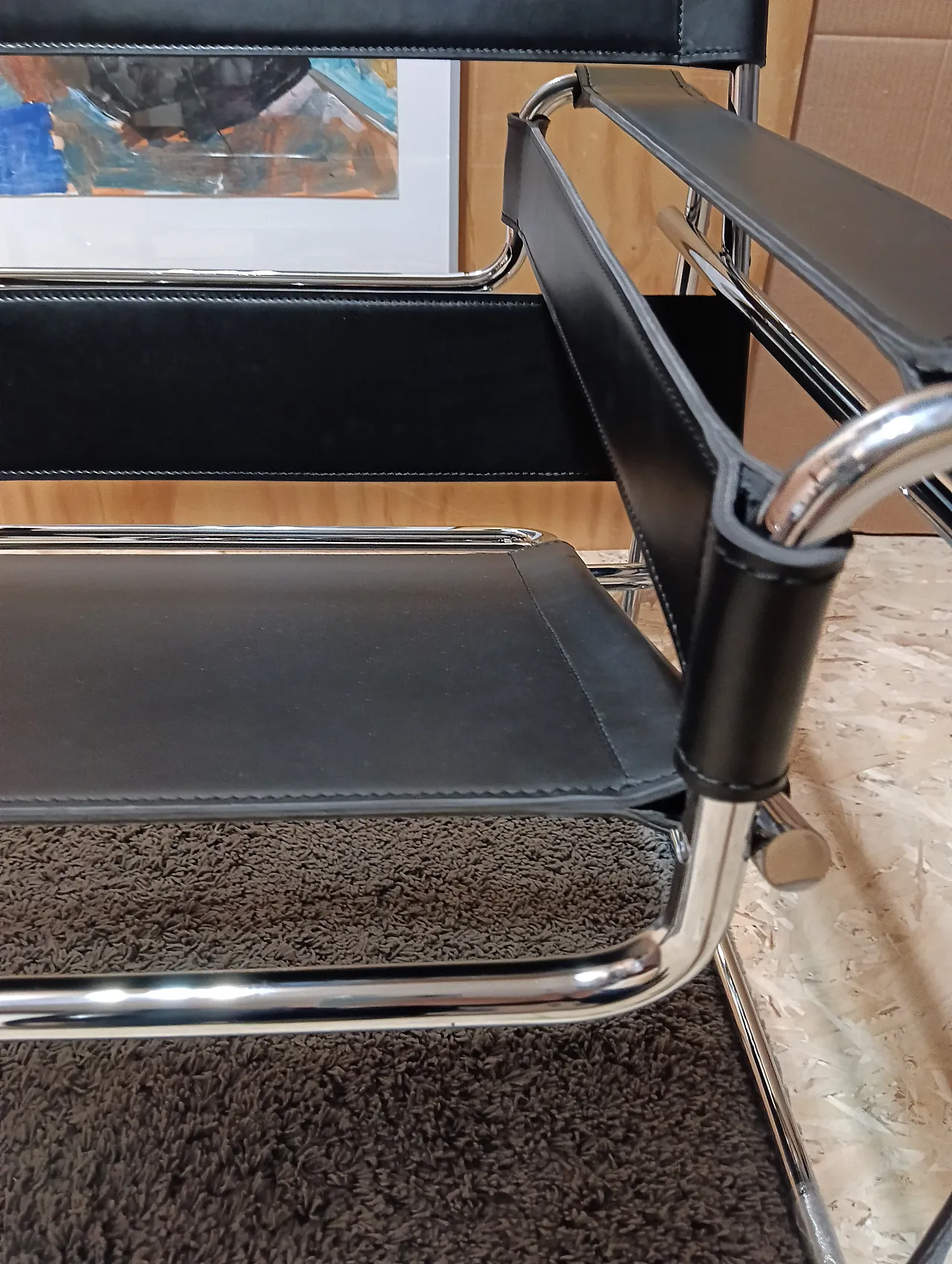 B3 Wassily armchair in black leather by Marcel Breuer for Knoll, 2000s 128