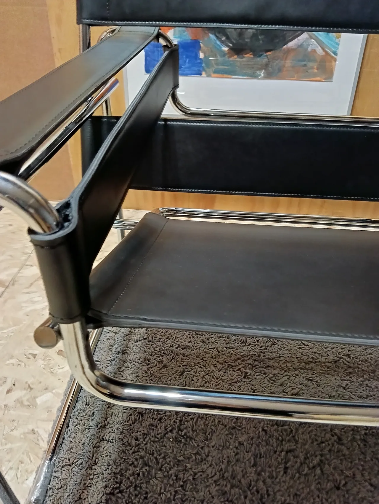 B3 Wassily armchair in black leather by Marcel Breuer for Knoll, 2000s 129