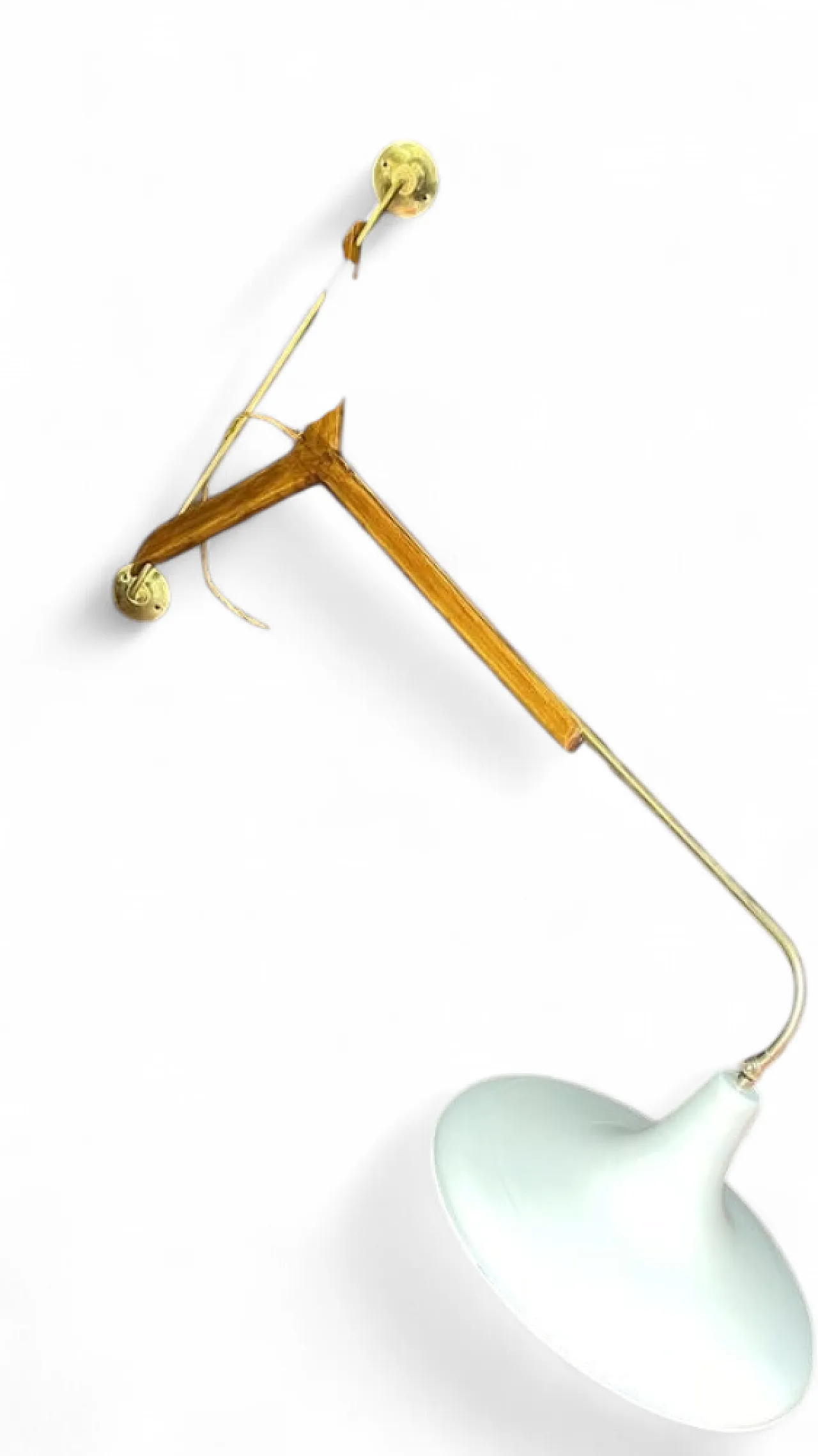 Lampada da parete in legno e ottone di Stilnovo 5