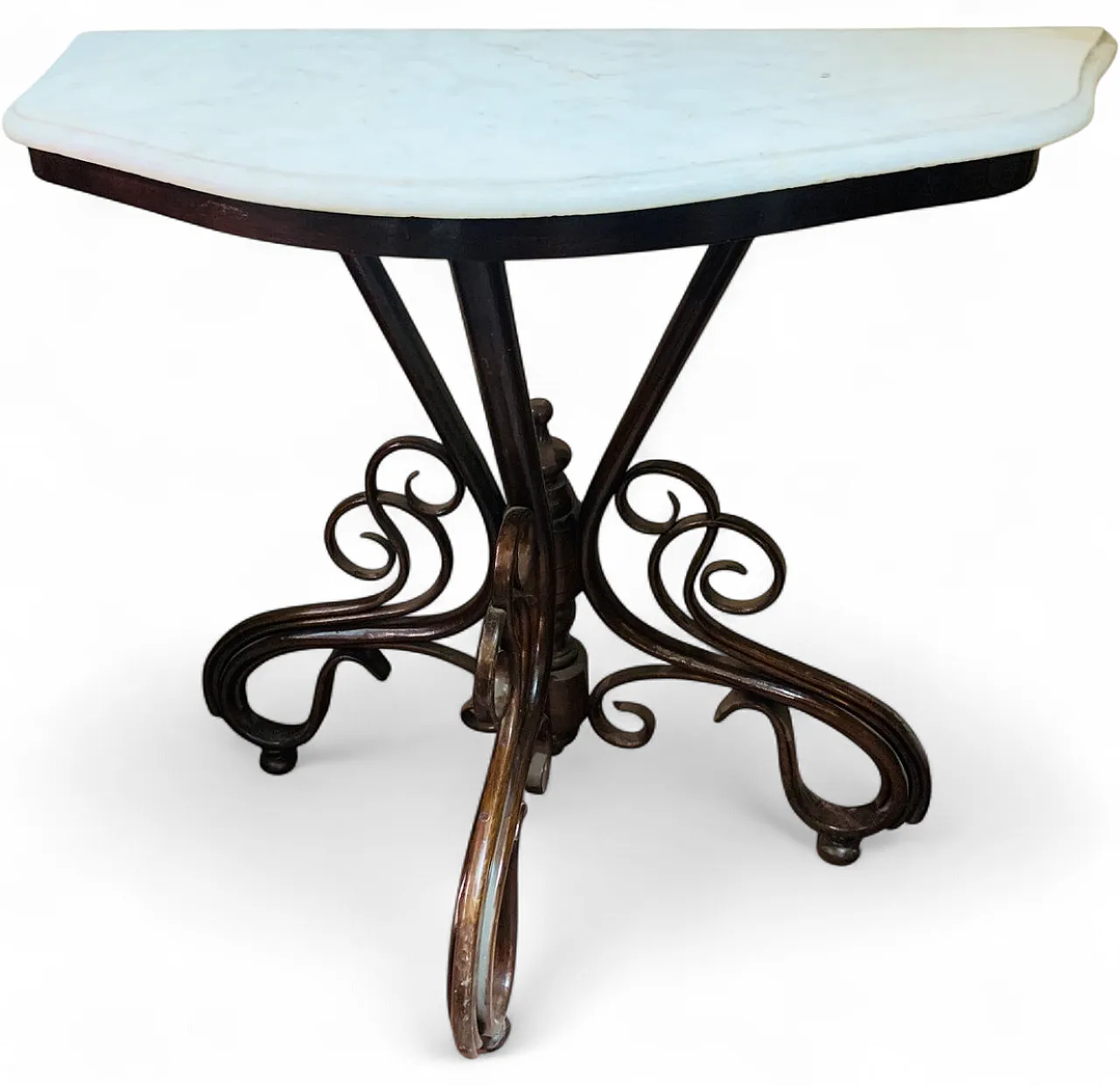 Antique console table with marble top by Michael Thonet 10
