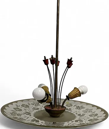 Brass ceiling lamp, 1950s