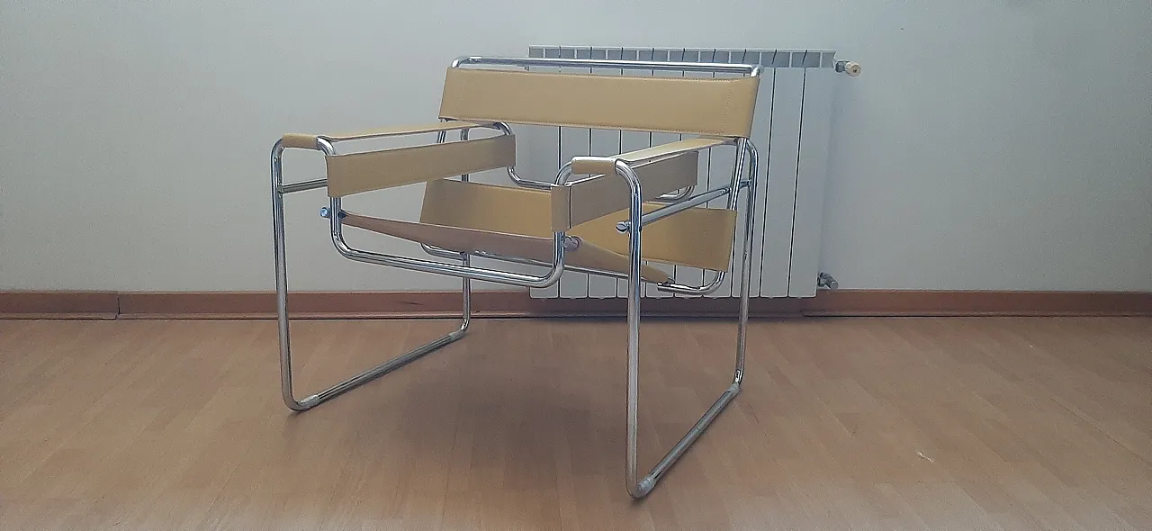 Yellow leather and metal armchair by Marcel Breuer for Knoll, 2000s 1