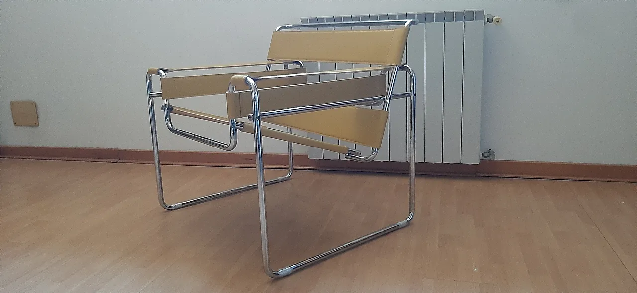 Yellow leather and metal armchair by Marcel Breuer for Knoll, 2000s 4