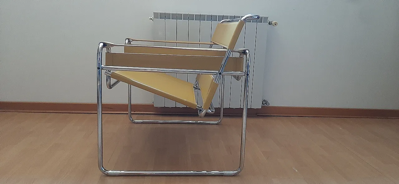 Yellow leather and metal armchair by Marcel Breuer for Knoll, 2000s 5