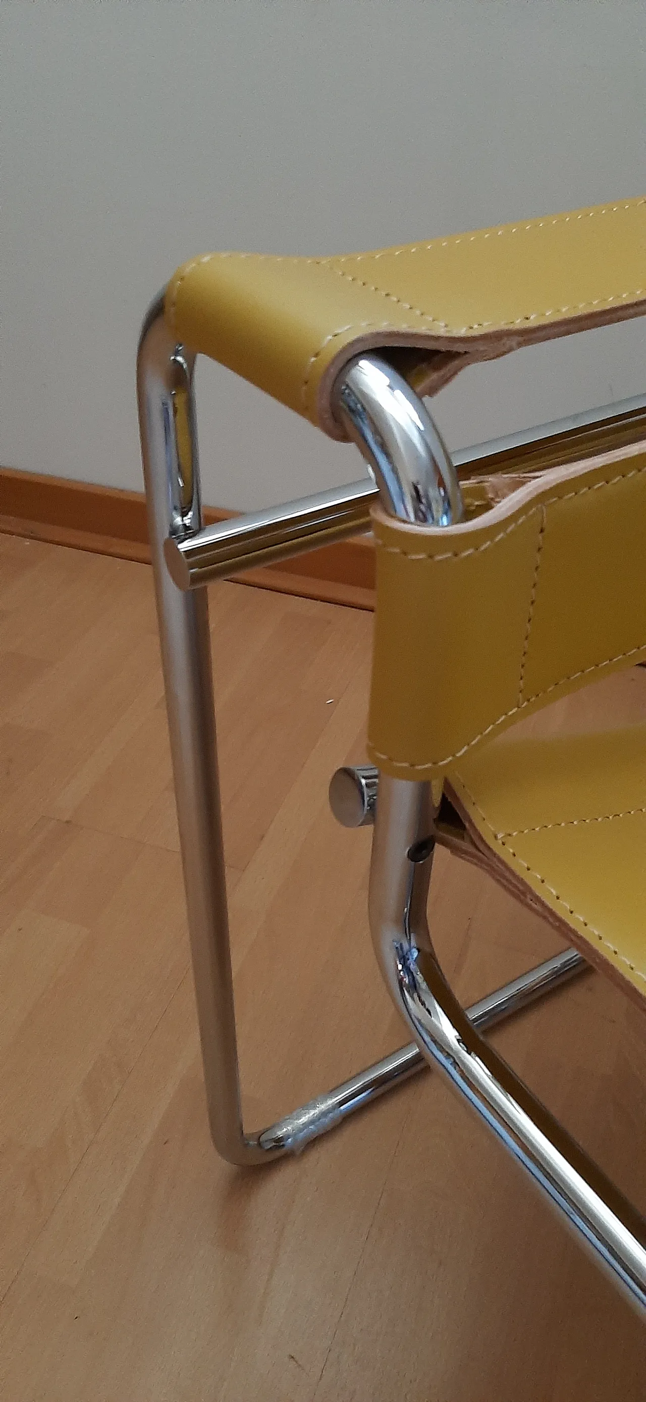 Yellow leather and metal armchair by Marcel Breuer for Knoll, 2000s 8