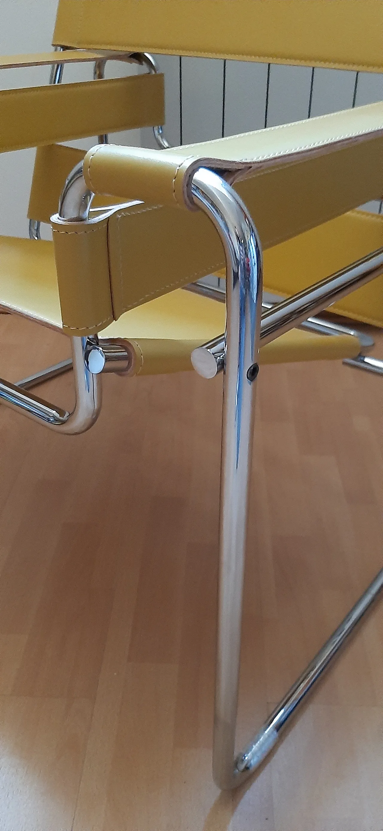 Yellow leather and metal armchair by Marcel Breuer for Knoll, 2000s 10