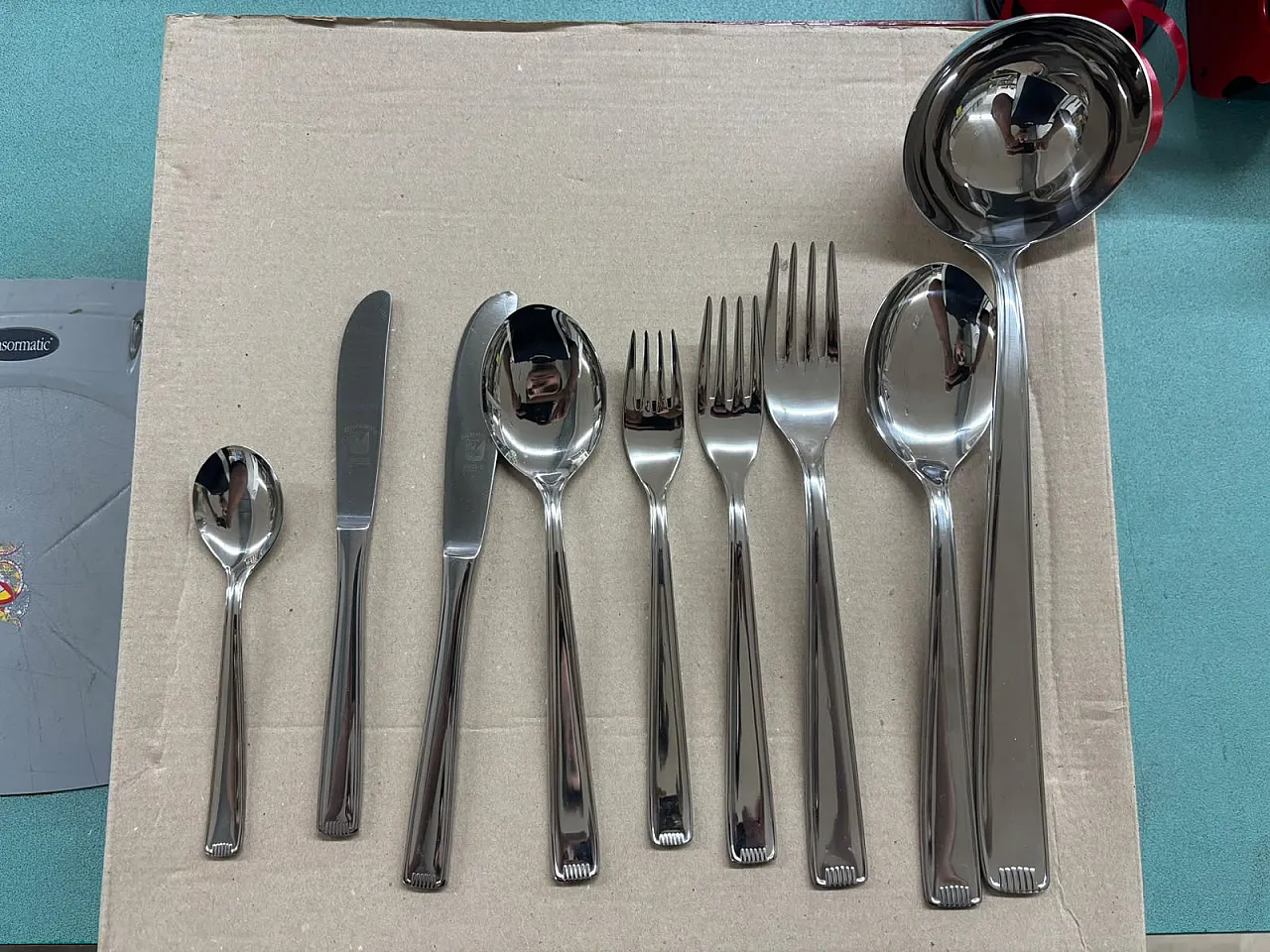 5000 cutlery set by Calderoni in stainless steel, 1980s 5