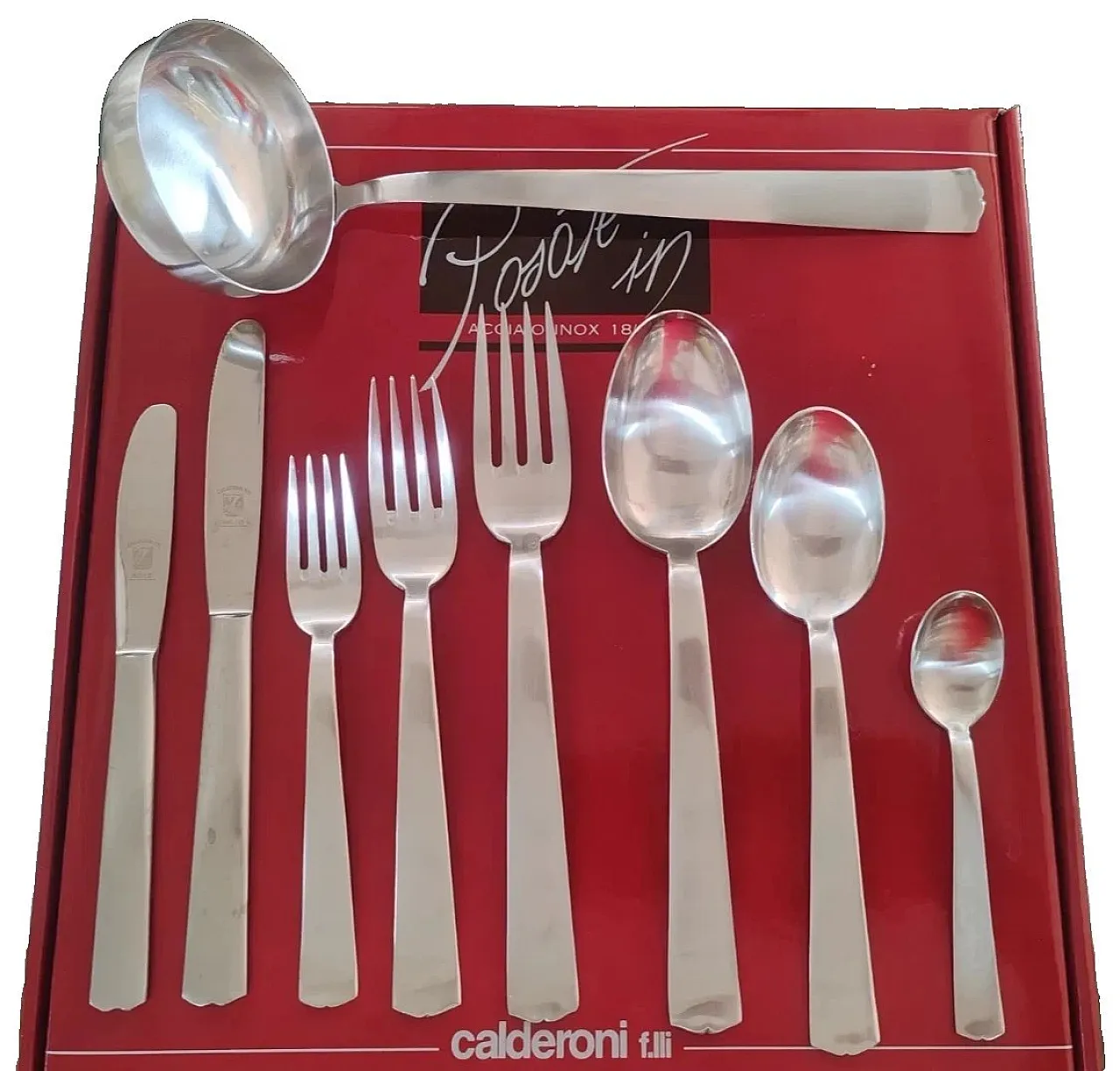 5000 cutlery set by Calderoni in stainless steel, 1980s 6