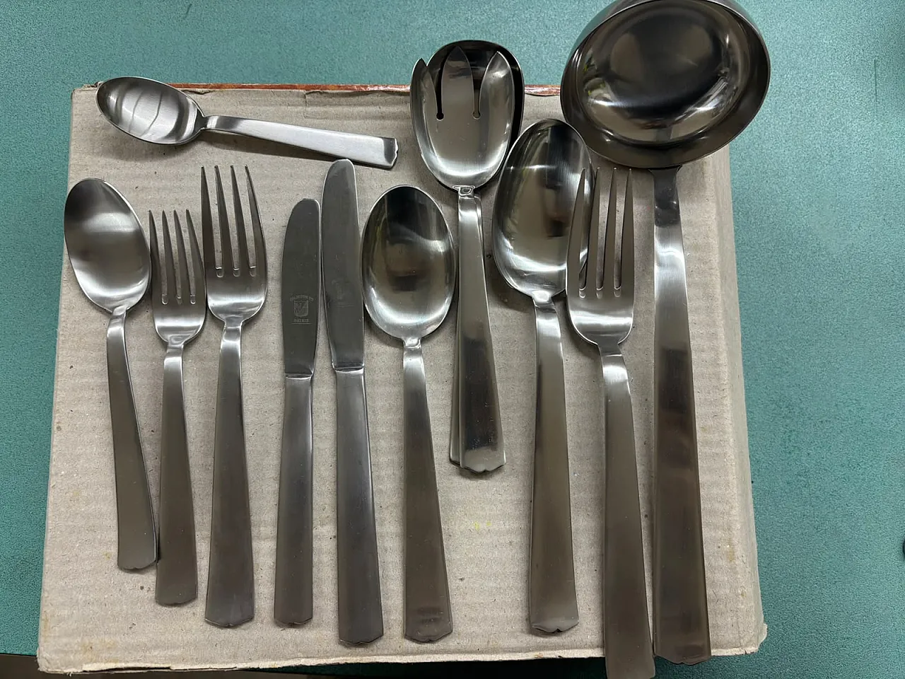Mod. 5000 cutlery set by F.lli Calderoni in stainless steel, 1980s 2