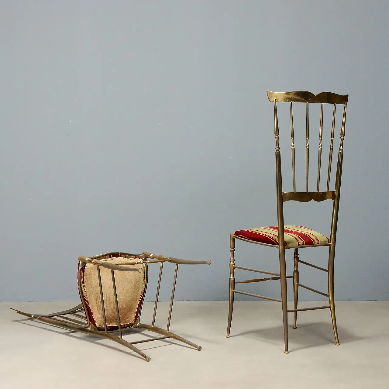 Pair of brass chairs, 1950s 9